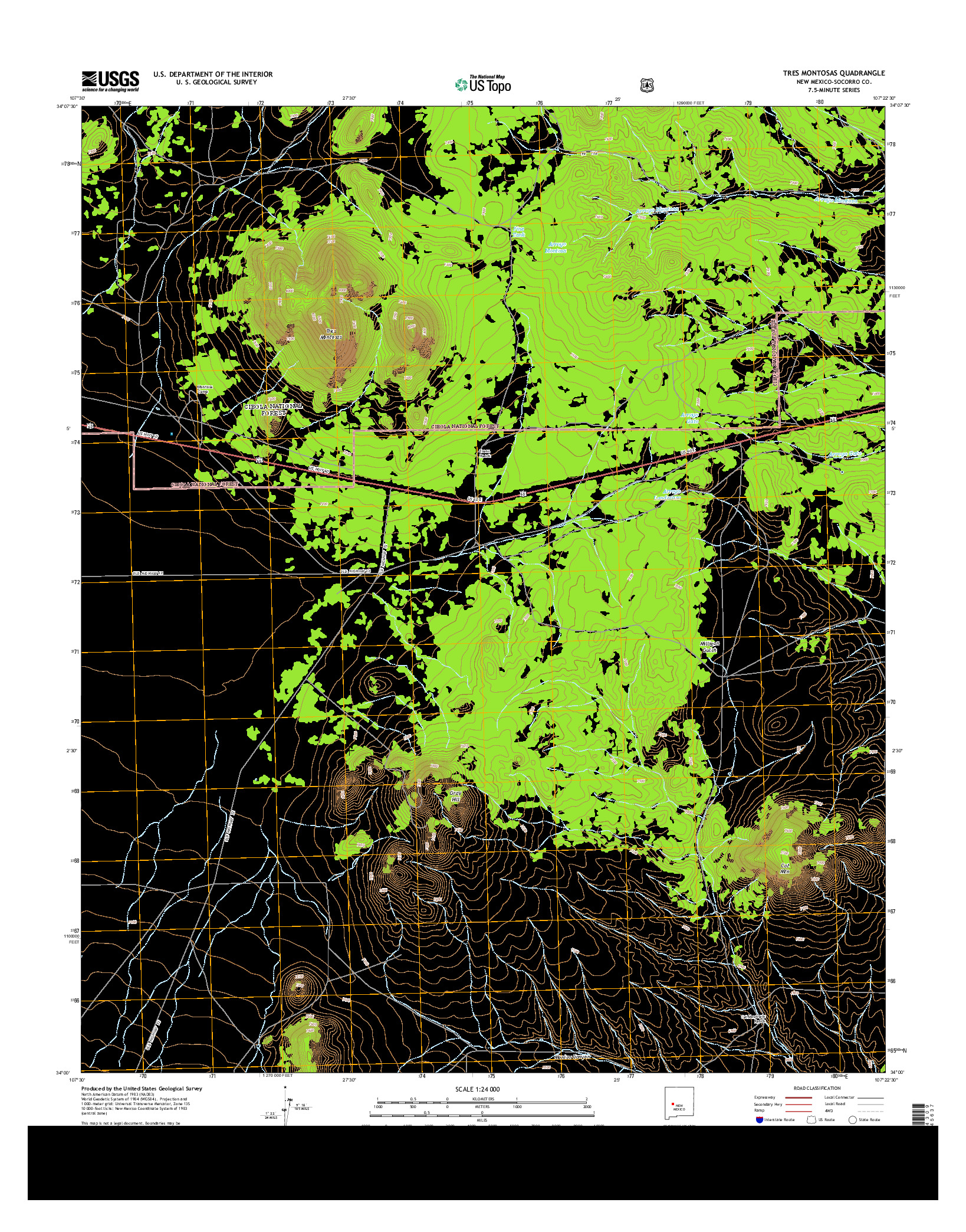 USGS US TOPO 7.5-MINUTE MAP FOR TRES MONTOSAS, NM 2013