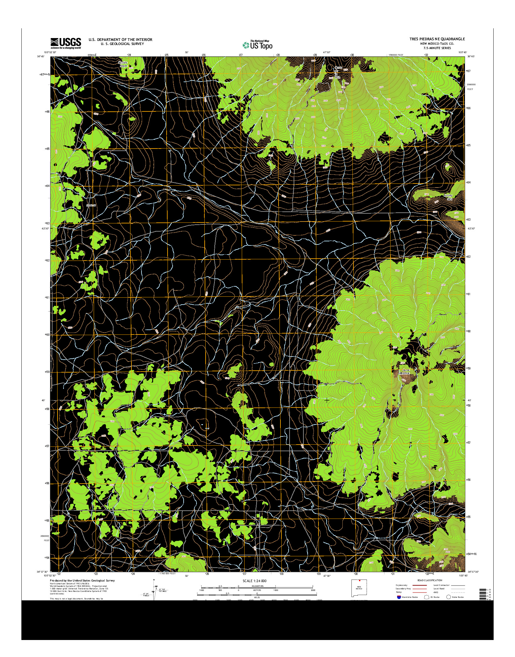 USGS US TOPO 7.5-MINUTE MAP FOR TRES PIEDRAS NE, NM 2013