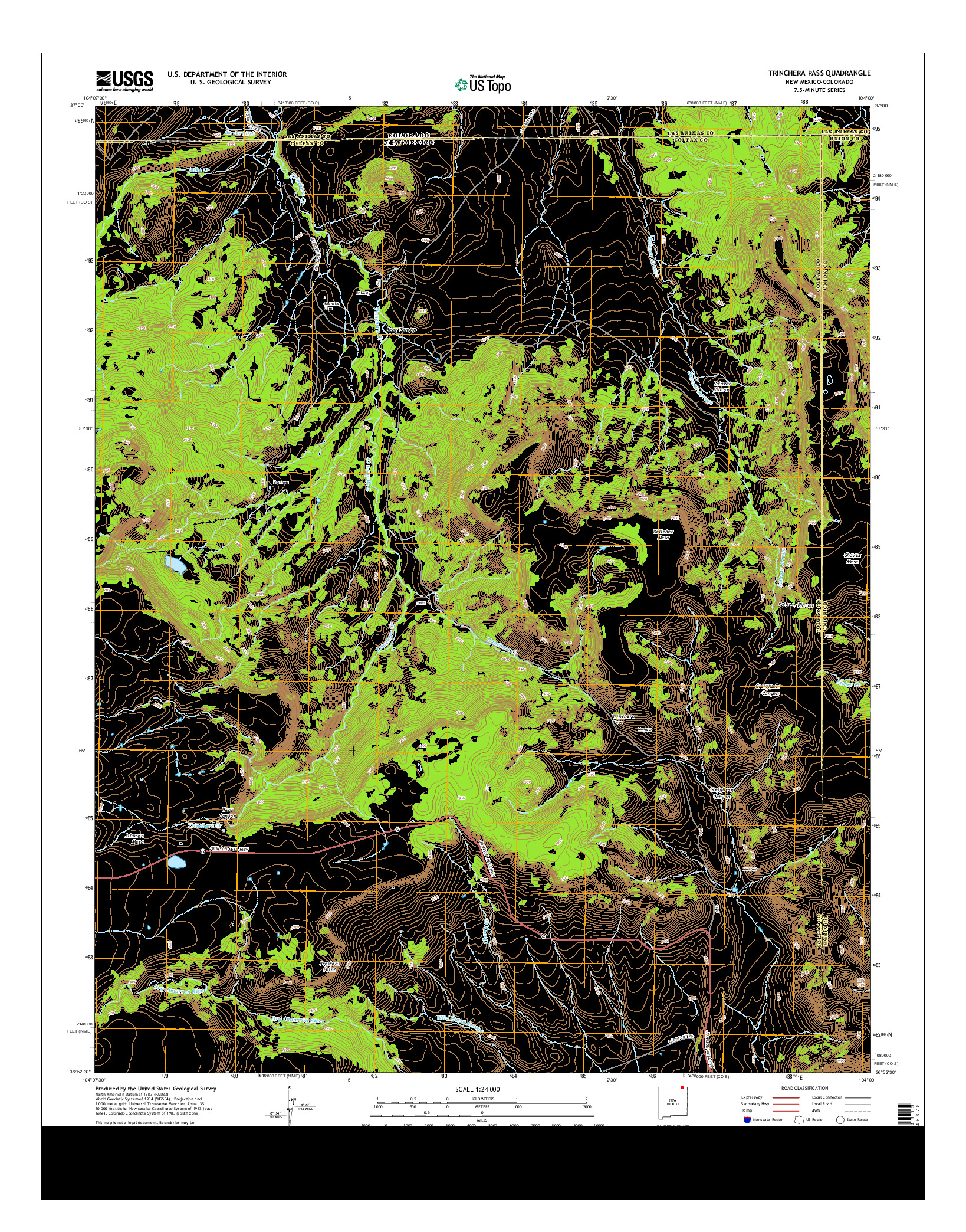 USGS US TOPO 7.5-MINUTE MAP FOR TRINCHERA PASS, NM-CO 2013