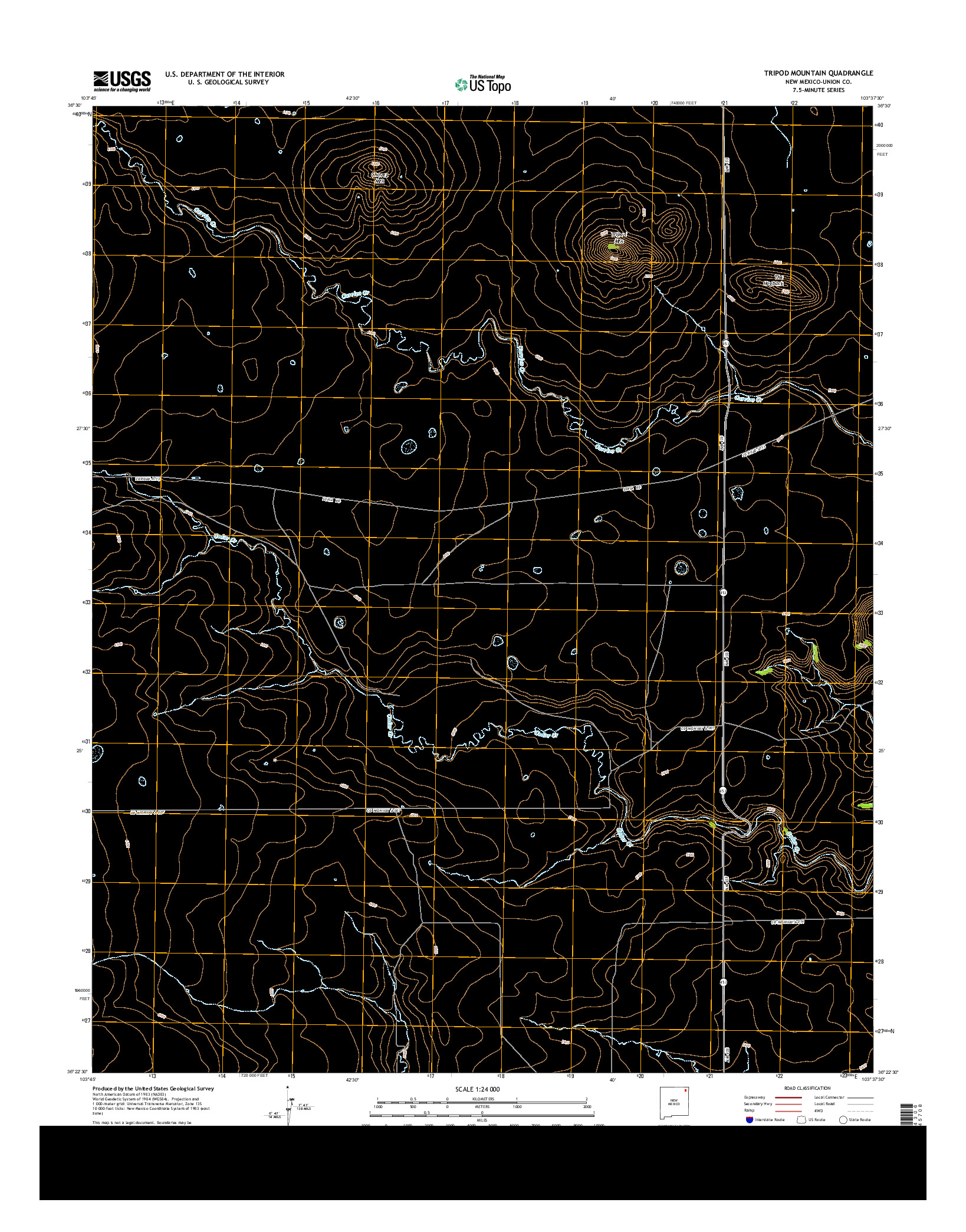 USGS US TOPO 7.5-MINUTE MAP FOR TRIPOD MOUNTAIN, NM 2013