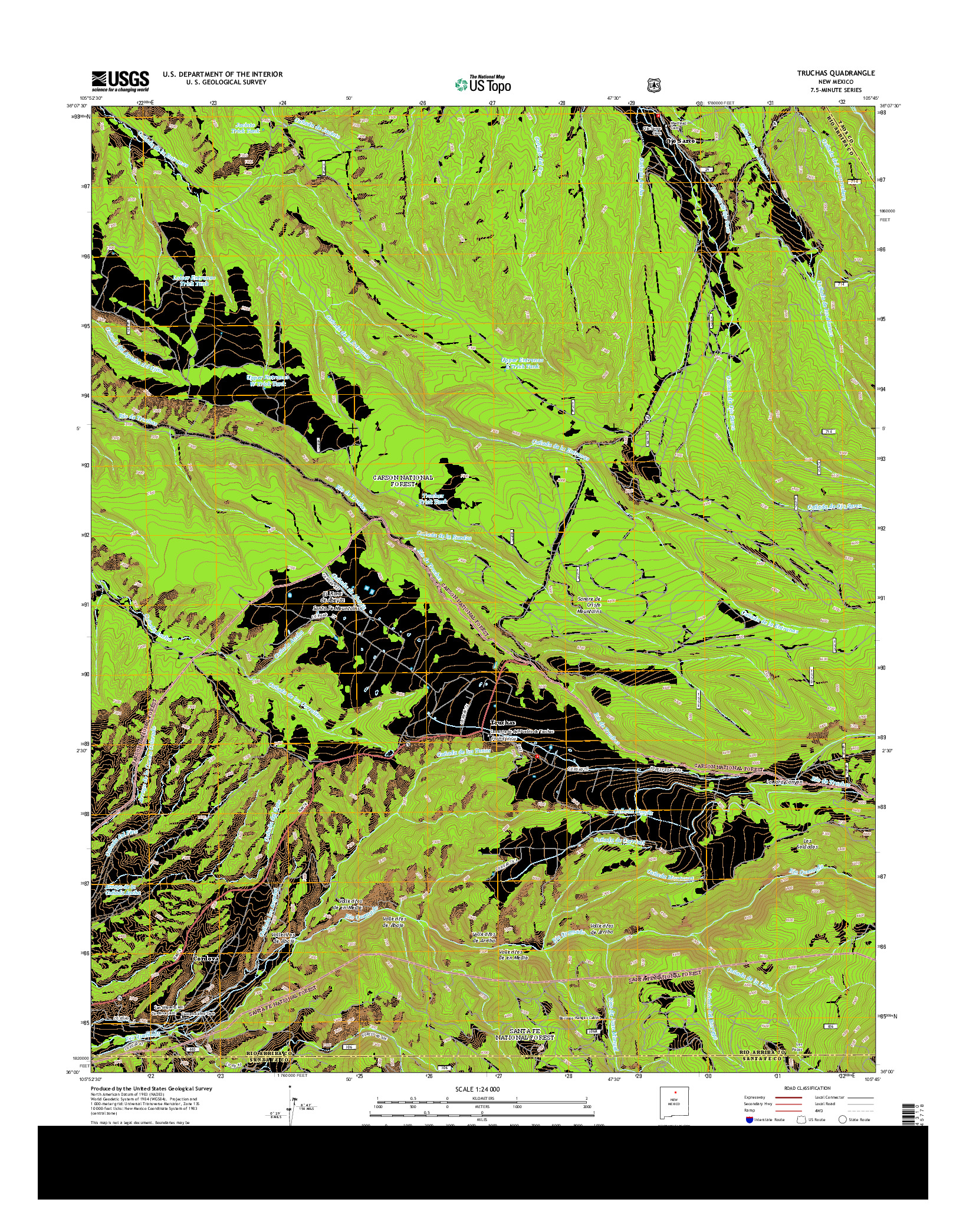 USGS US TOPO 7.5-MINUTE MAP FOR TRUCHAS, NM 2013