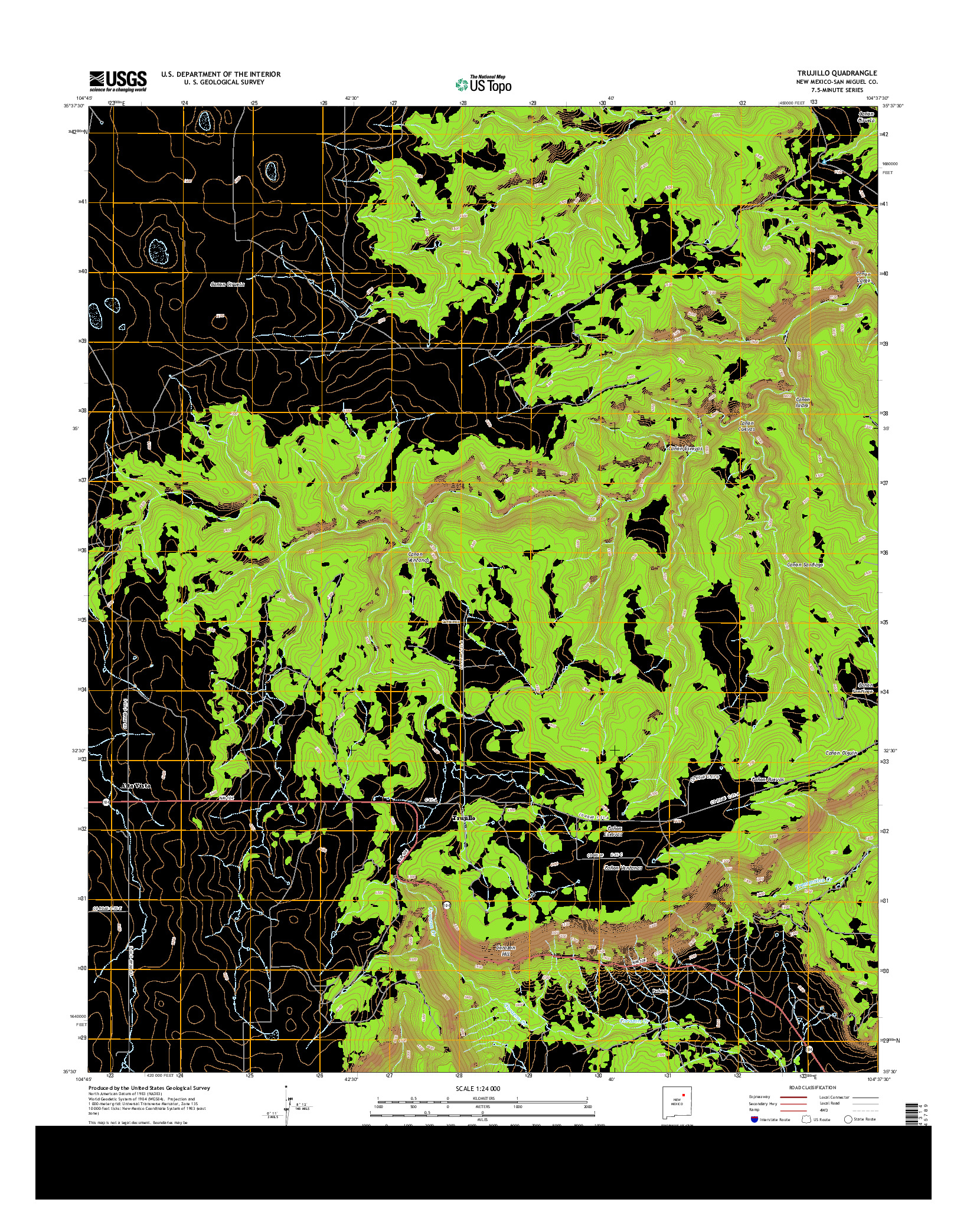 USGS US TOPO 7.5-MINUTE MAP FOR TRUJILLO, NM 2013