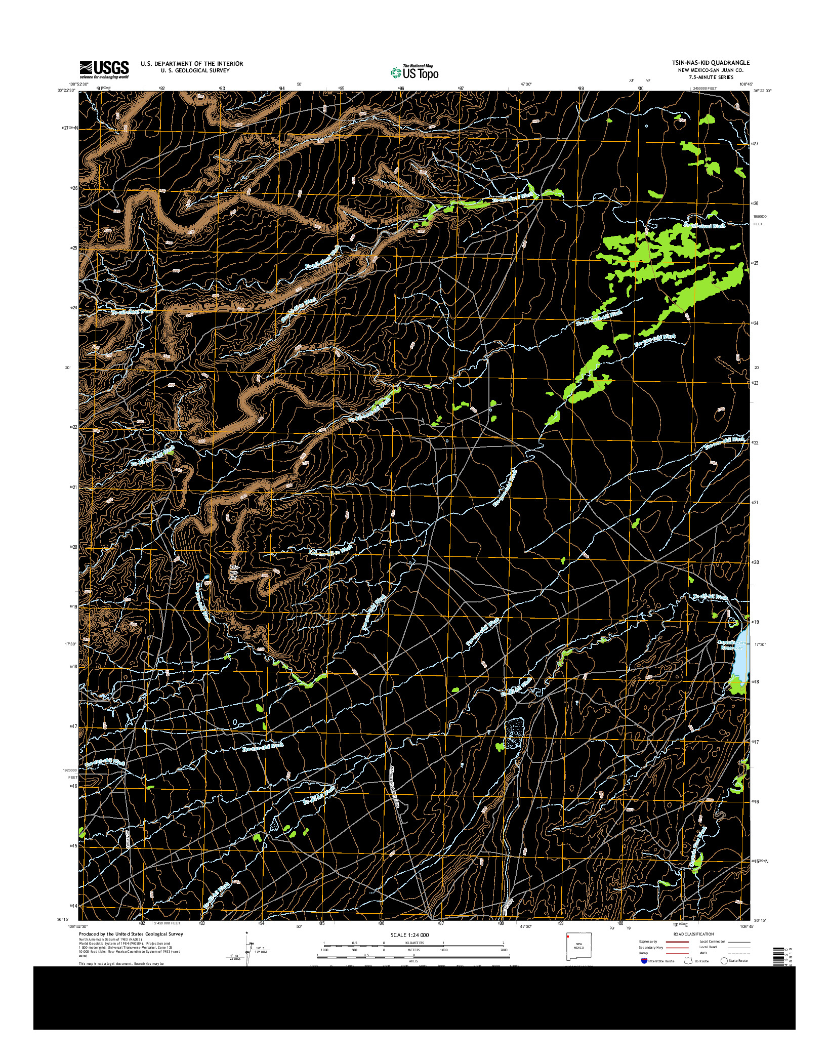 USGS US TOPO 7.5-MINUTE MAP FOR TSIN-NAS-KID, NM 2013