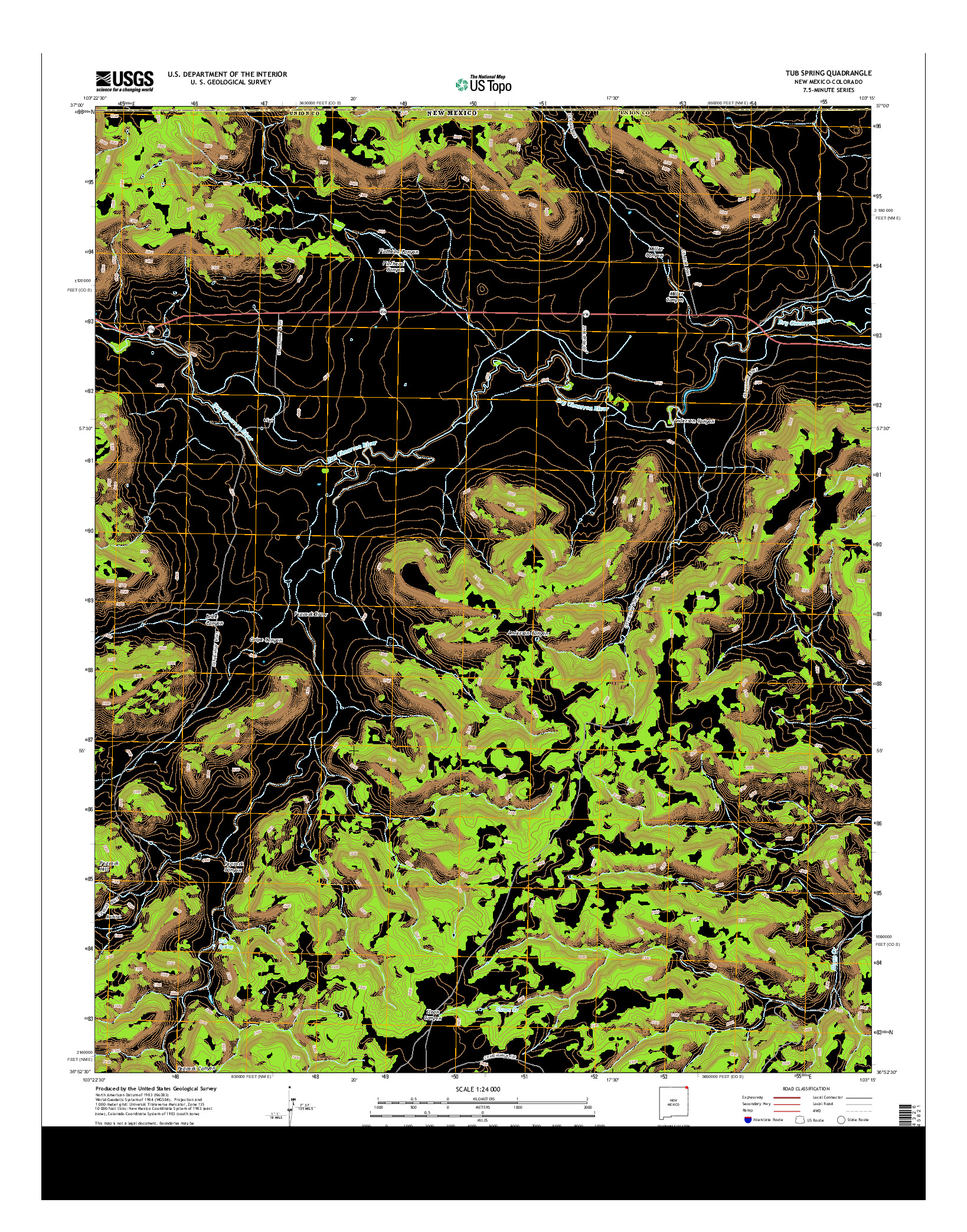 USGS US TOPO 7.5-MINUTE MAP FOR TUB SPRING, NM-CO 2013