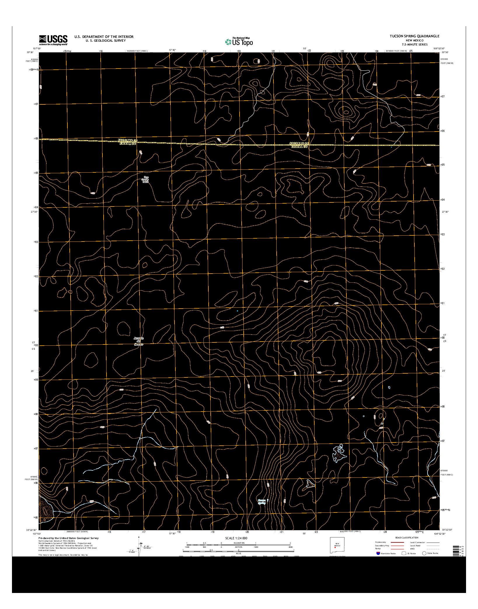 USGS US TOPO 7.5-MINUTE MAP FOR TUCSON SPRING, NM 2013