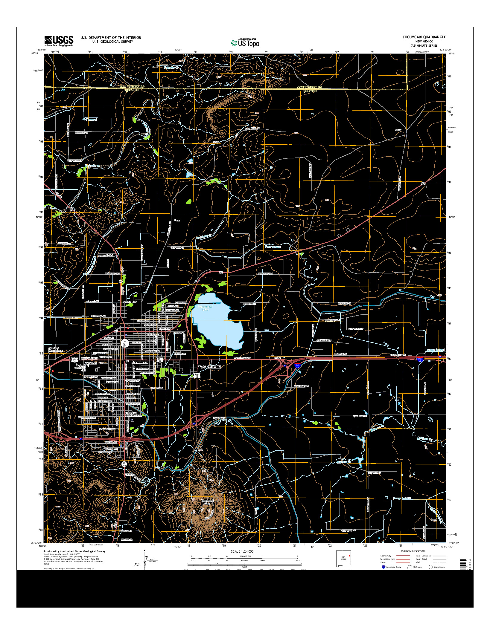 USGS US TOPO 7.5-MINUTE MAP FOR TUCUMCARI, NM 2013
