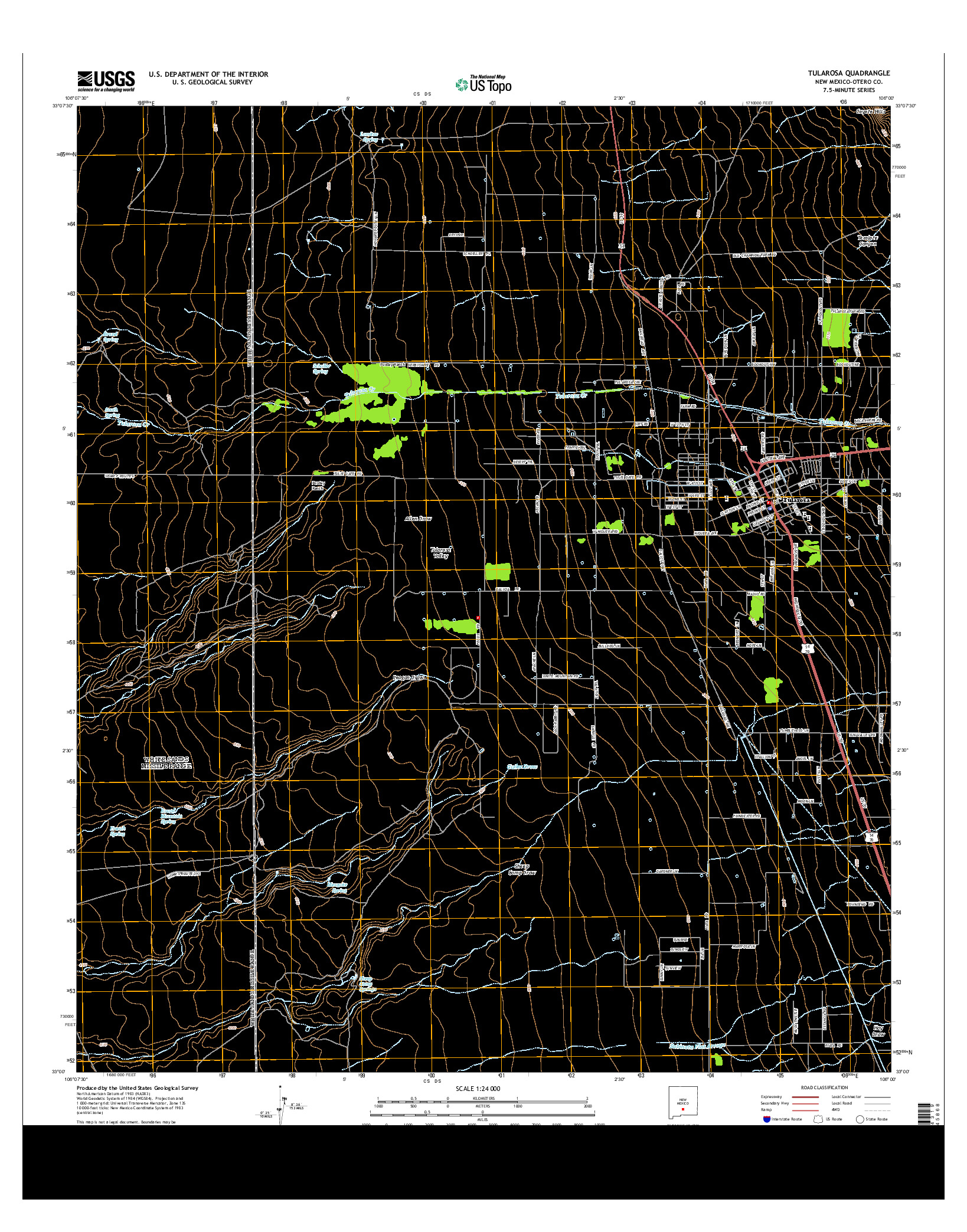 USGS US TOPO 7.5-MINUTE MAP FOR TULAROSA, NM 2013