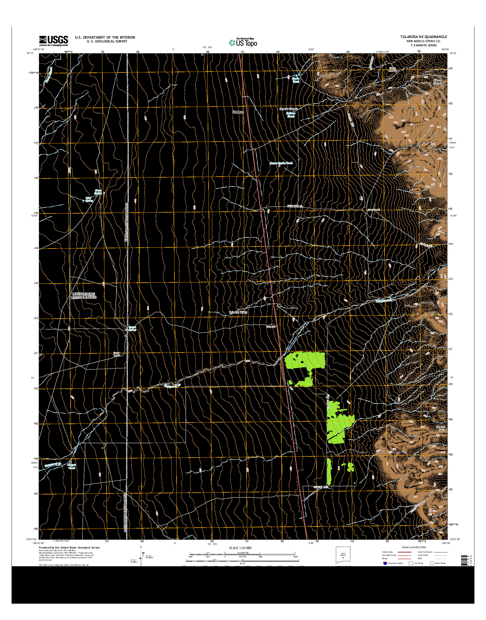 USGS US TOPO 7.5-MINUTE MAP FOR TULAROSA NE, NM 2013