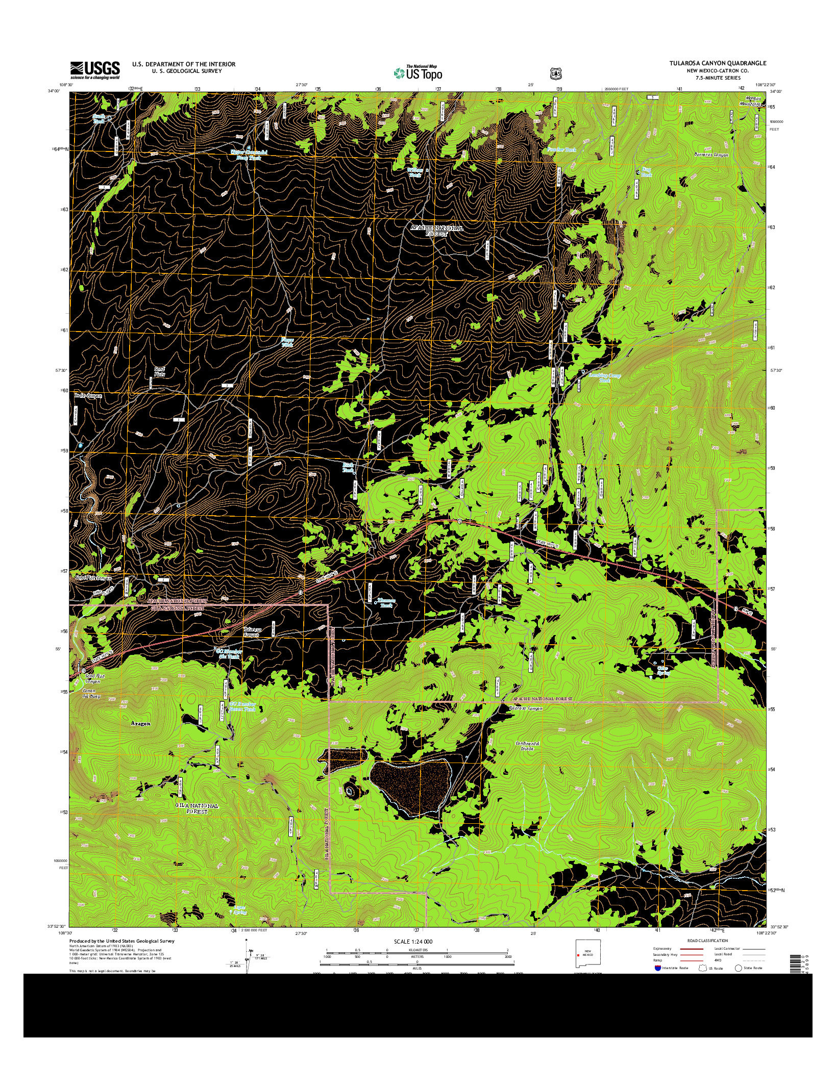 USGS US TOPO 7.5-MINUTE MAP FOR TULAROSA CANYON, NM 2013