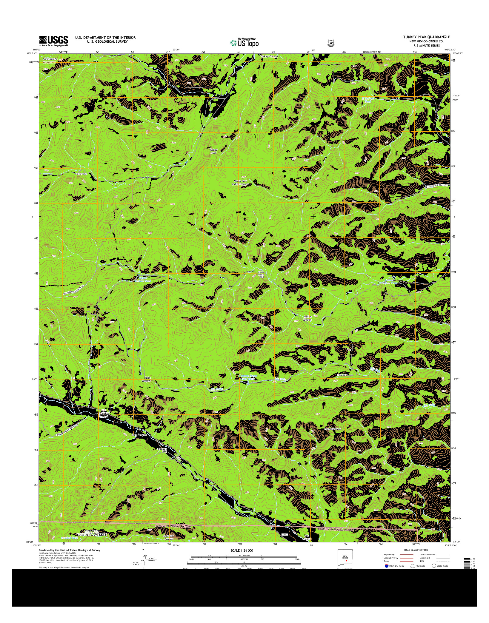 USGS US TOPO 7.5-MINUTE MAP FOR TURKEY PEAK, NM 2013