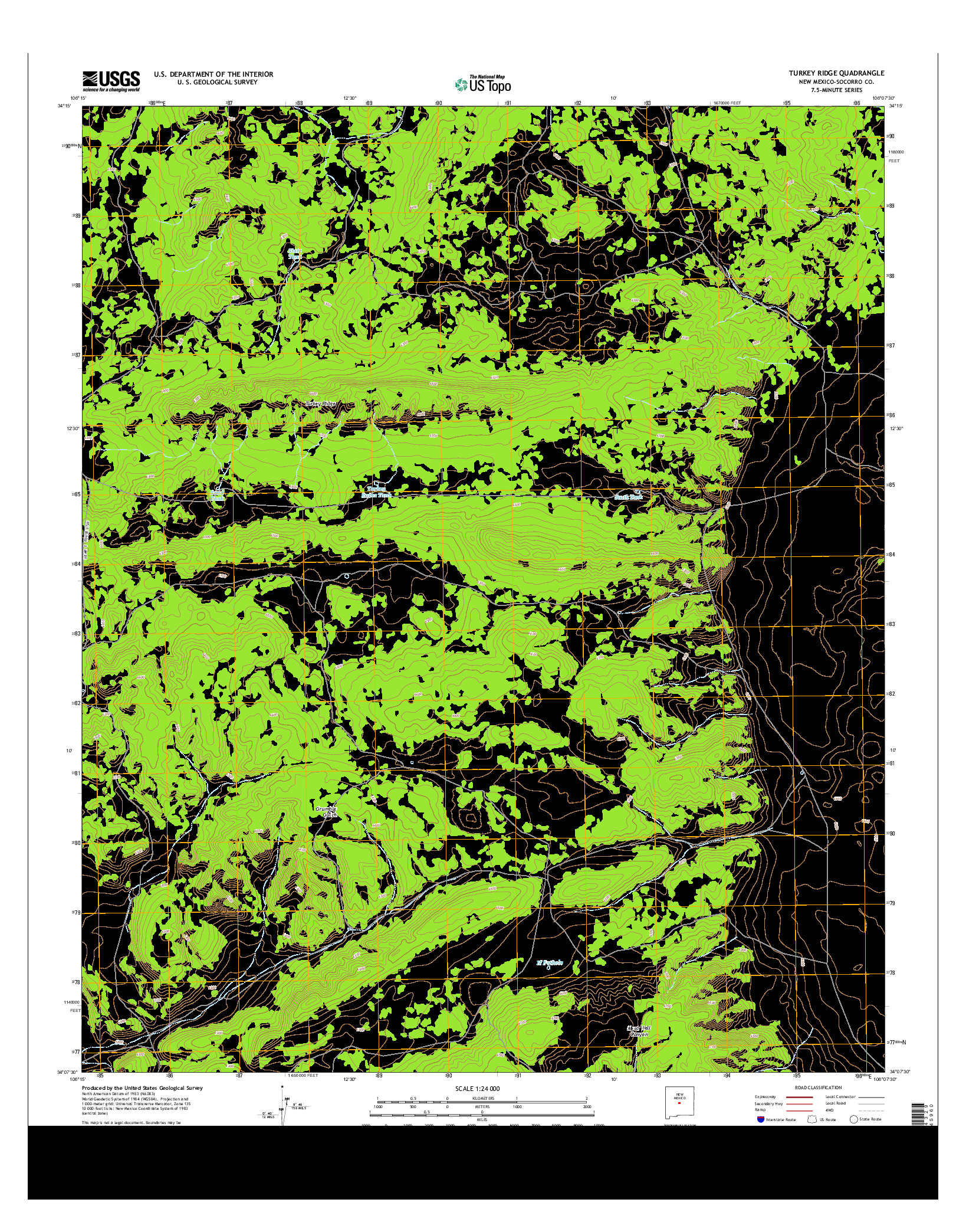 USGS US TOPO 7.5-MINUTE MAP FOR TURKEY RIDGE, NM 2013