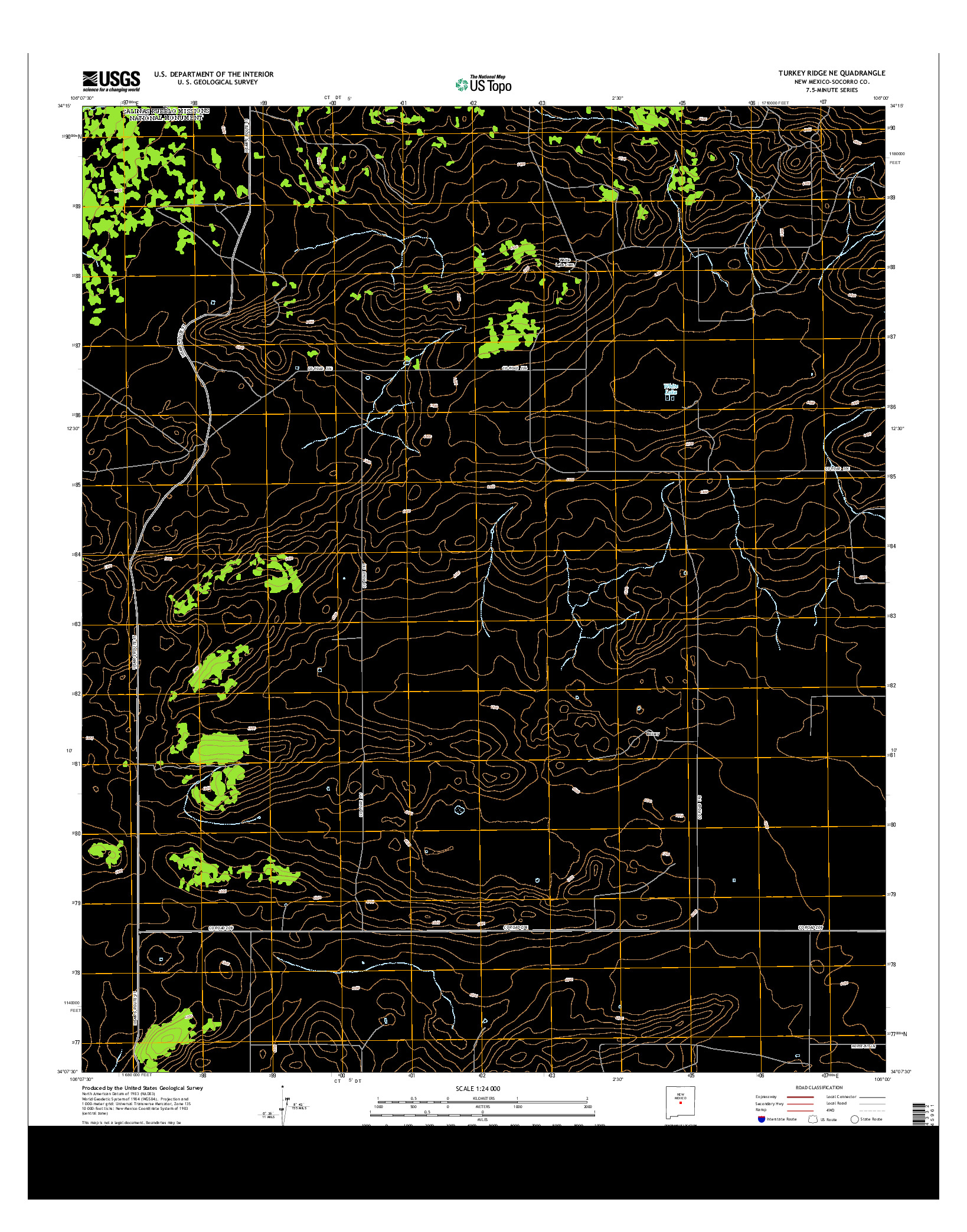 USGS US TOPO 7.5-MINUTE MAP FOR TURKEY RIDGE NE, NM 2013