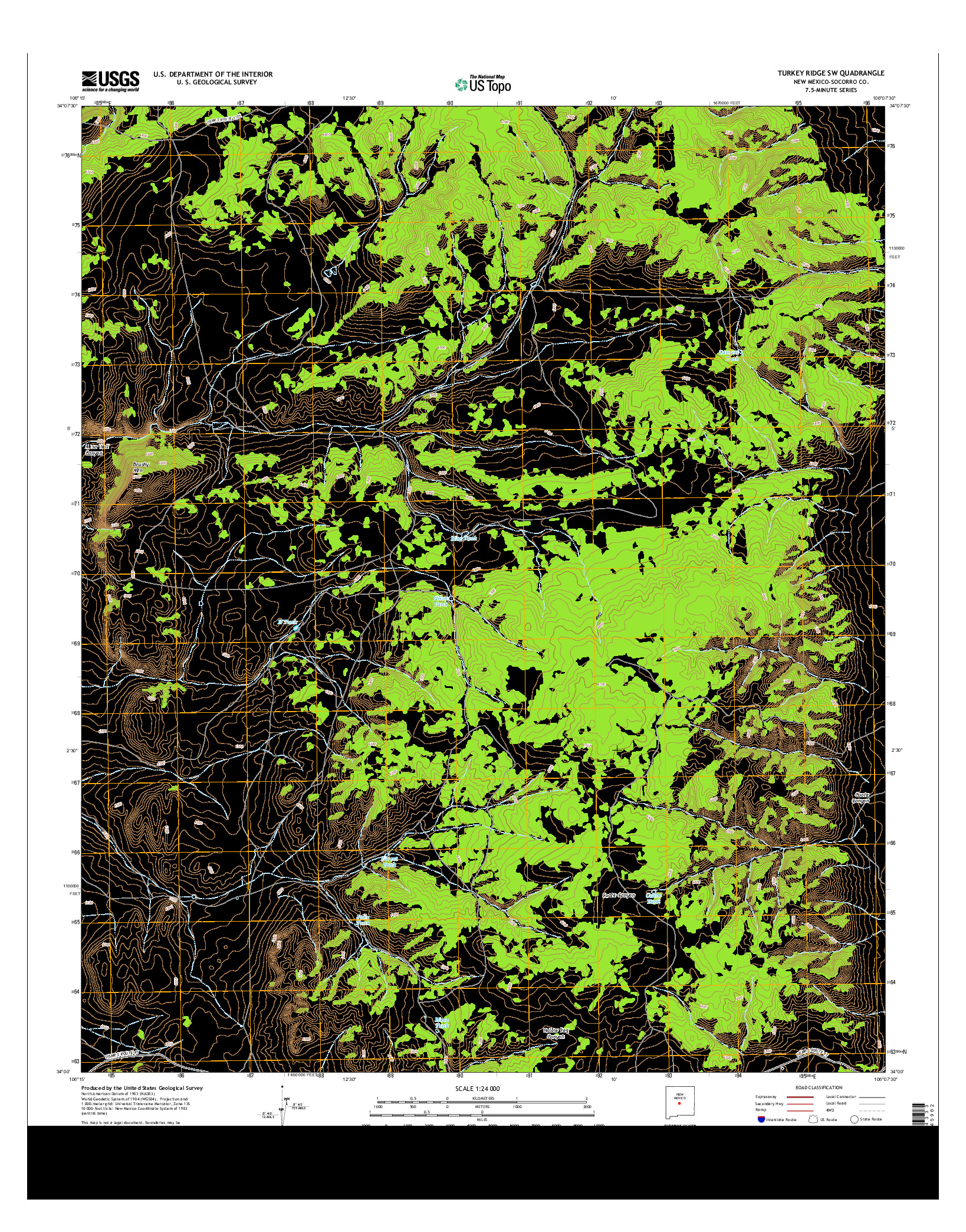 USGS US TOPO 7.5-MINUTE MAP FOR TURKEY RIDGE SW, NM 2013