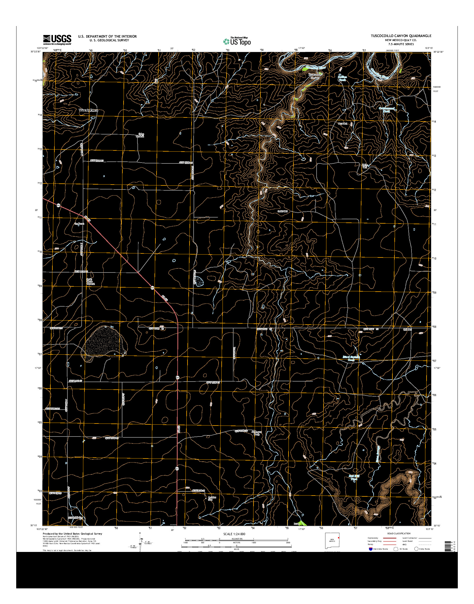 USGS US TOPO 7.5-MINUTE MAP FOR TUSCOCOILLO CANYON, NM 2013