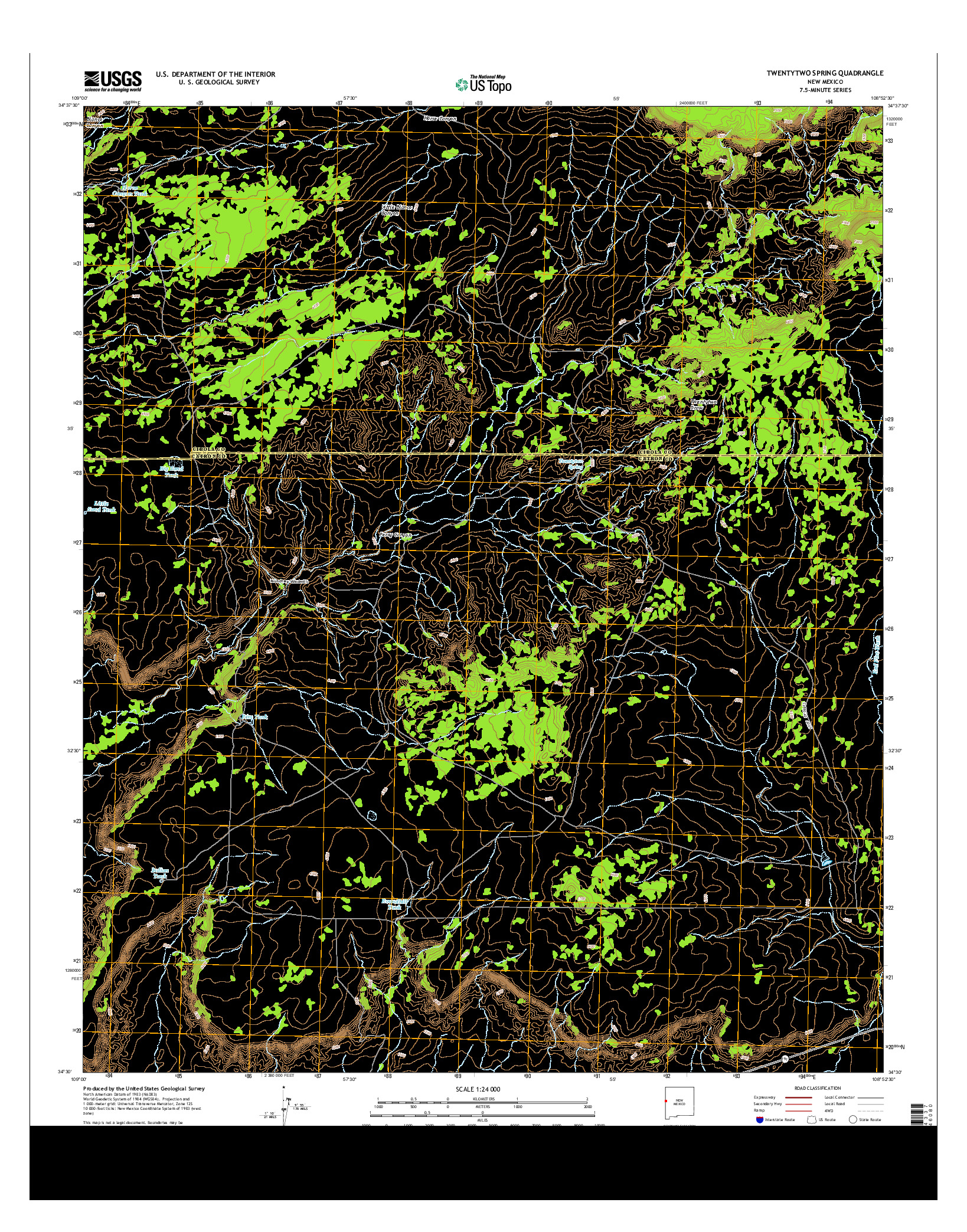USGS US TOPO 7.5-MINUTE MAP FOR TWENTYTWO SPRING, NM 2013