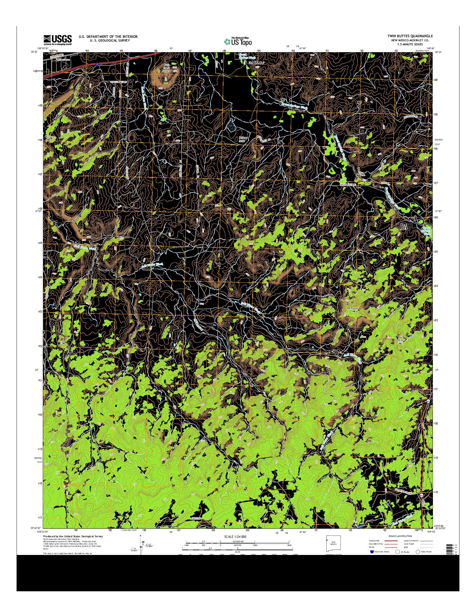 USGS US TOPO 7.5-MINUTE MAP FOR TWIN BUTTES, NM 2013