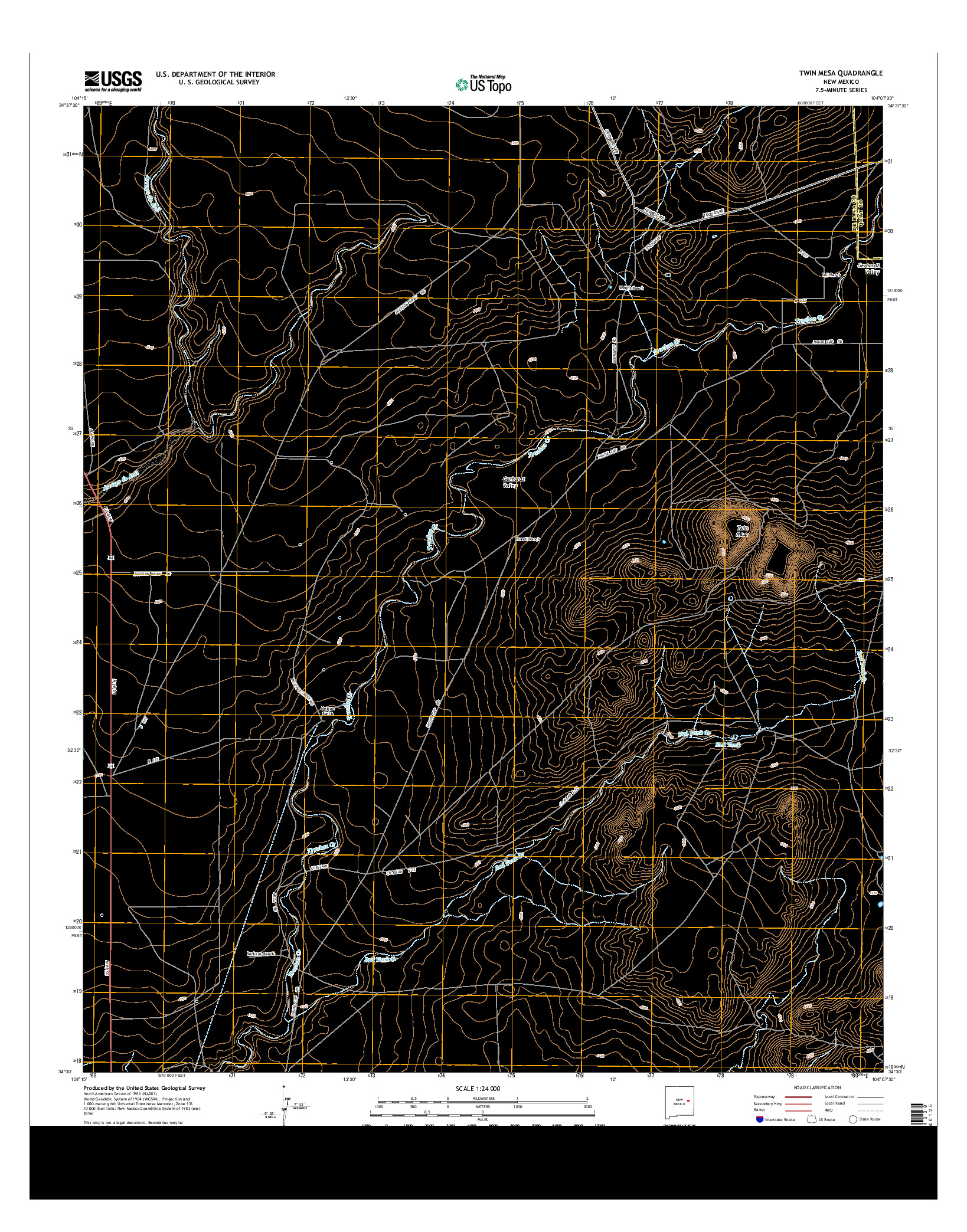 USGS US TOPO 7.5-MINUTE MAP FOR TWIN MESA, NM 2013