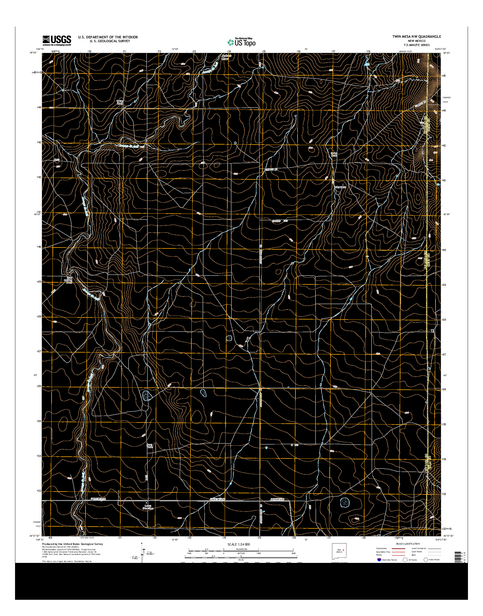 USGS US TOPO 7.5-MINUTE MAP FOR TWIN MESA NW, NM 2013