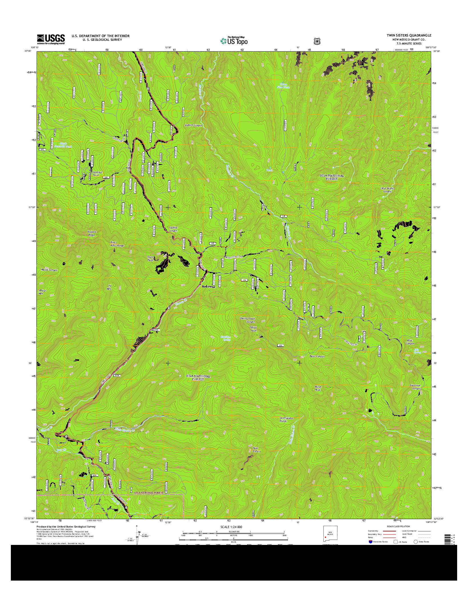 USGS US TOPO 7.5-MINUTE MAP FOR TWIN SISTERS, NM 2013