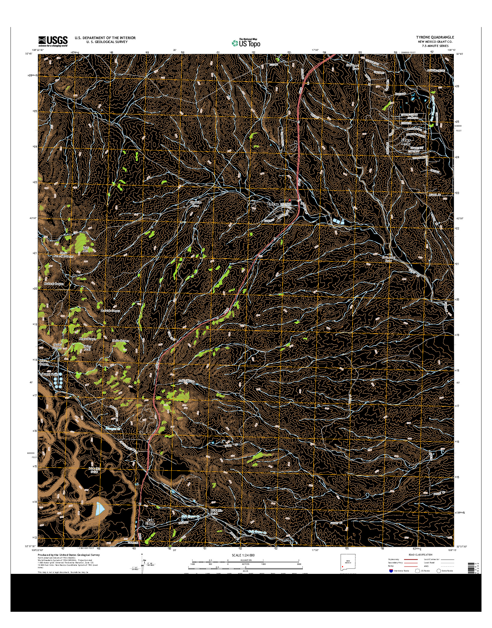 USGS US TOPO 7.5-MINUTE MAP FOR TYRONE, NM 2013