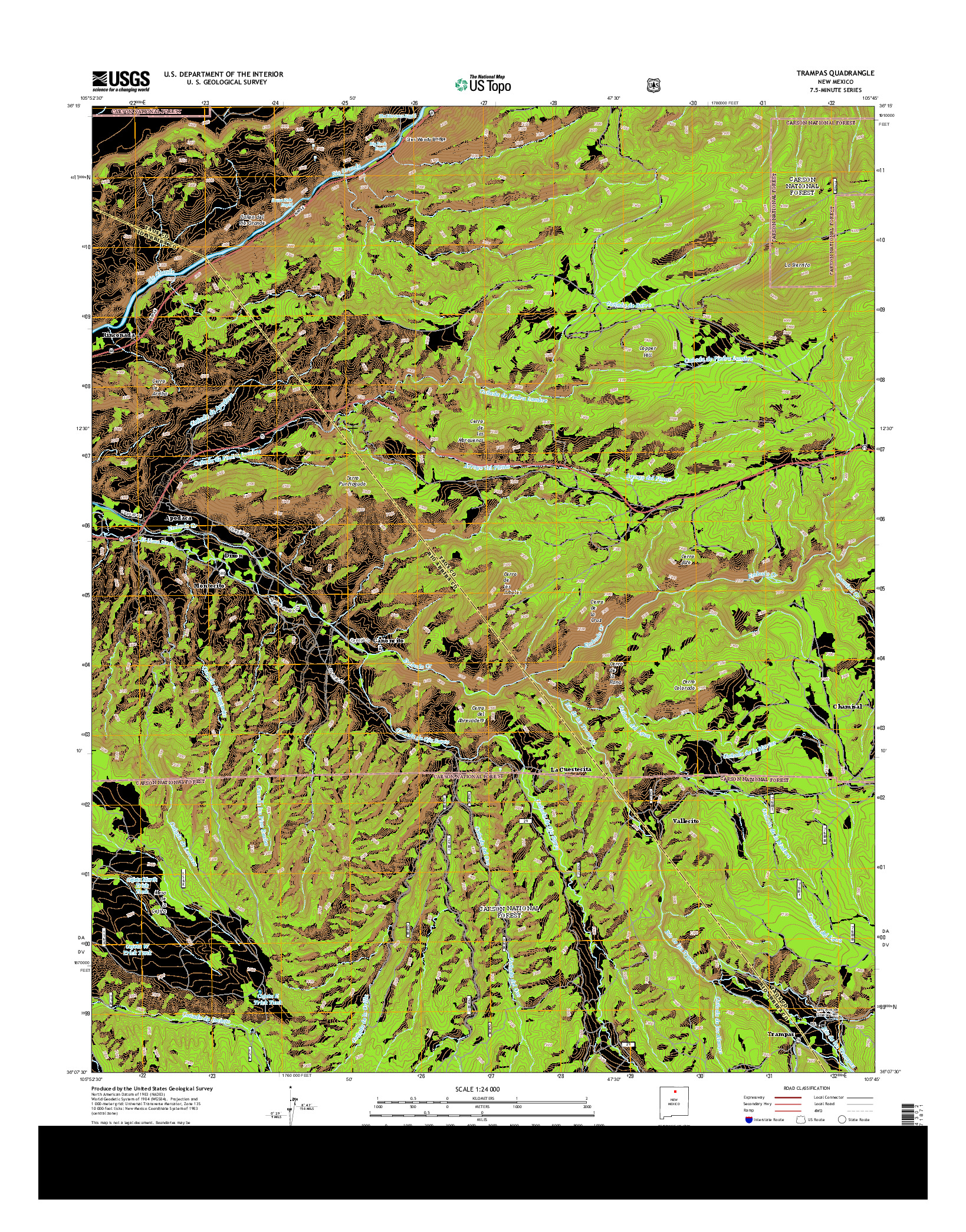 USGS US TOPO 7.5-MINUTE MAP FOR TRAMPAS, NM 2013