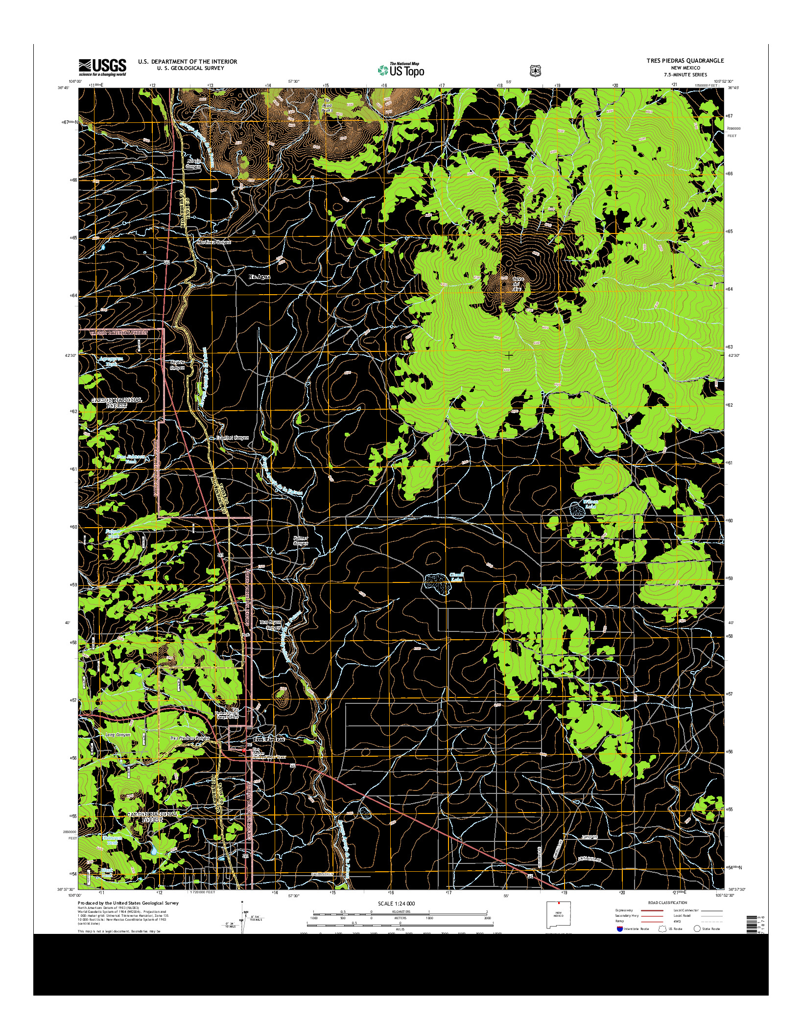 USGS US TOPO 7.5-MINUTE MAP FOR TRES PIEDRAS, NM 2013