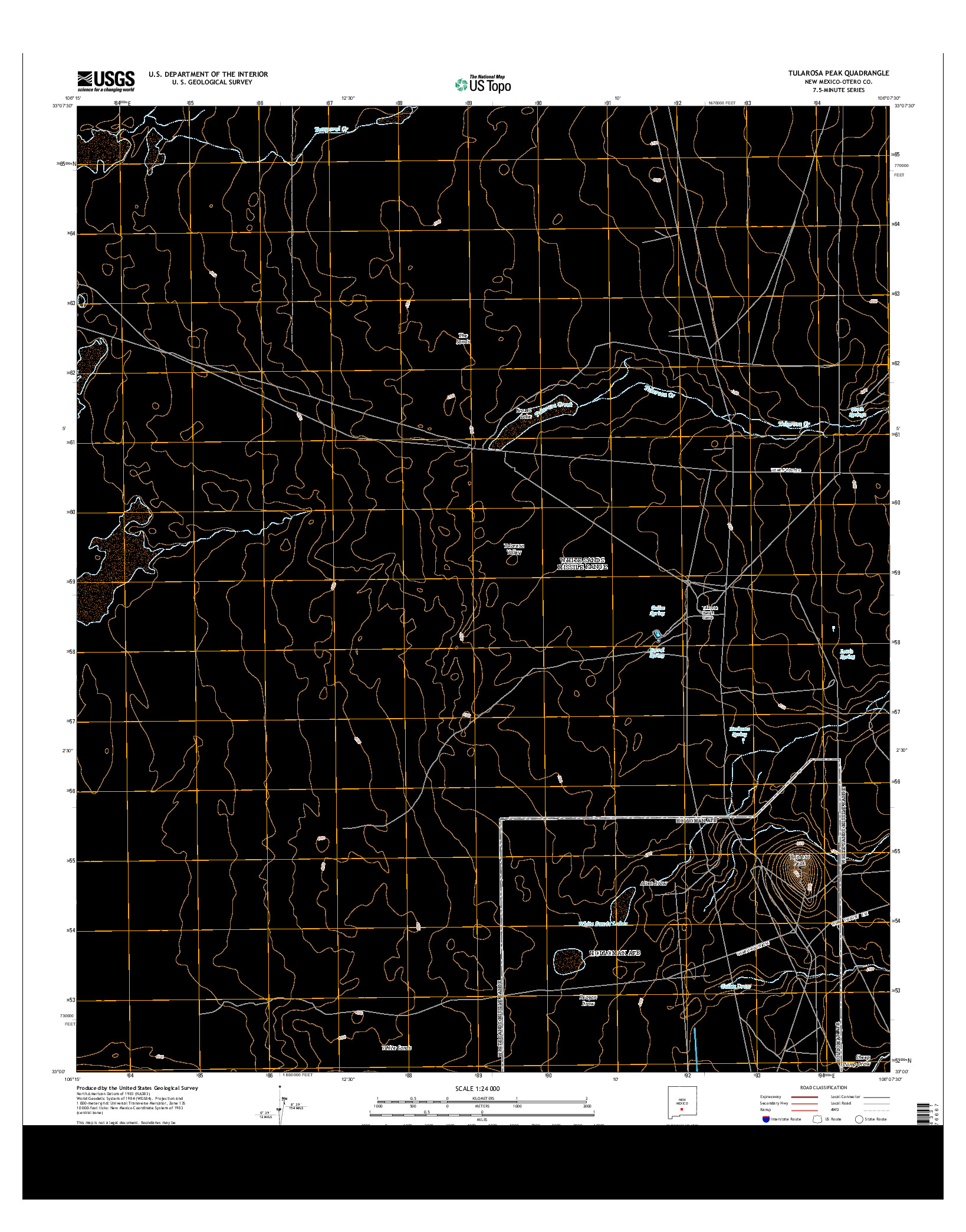 USGS US TOPO 7.5-MINUTE MAP FOR TULAROSA PEAK, NM 2013