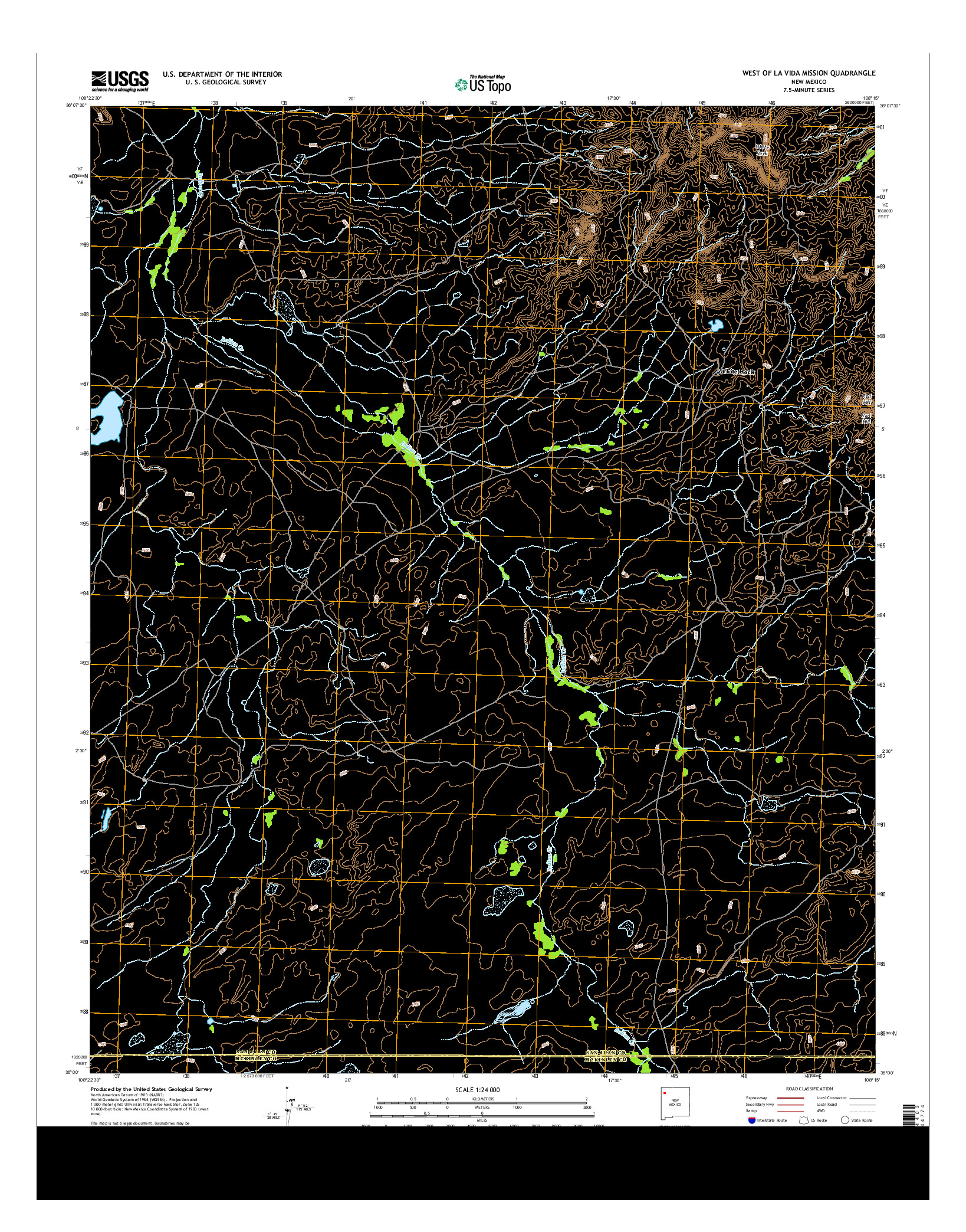 USGS US TOPO 7.5-MINUTE MAP FOR WEST OF LA VIDA MISSION, NM 2013