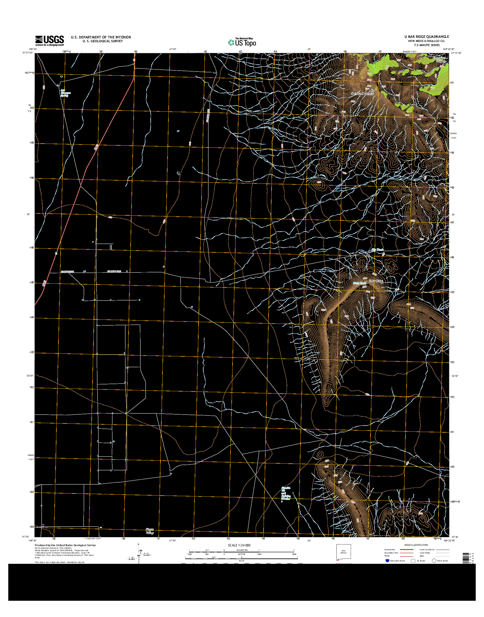 USGS US TOPO 7.5-MINUTE MAP FOR U BAR RIDGE, NM 2013