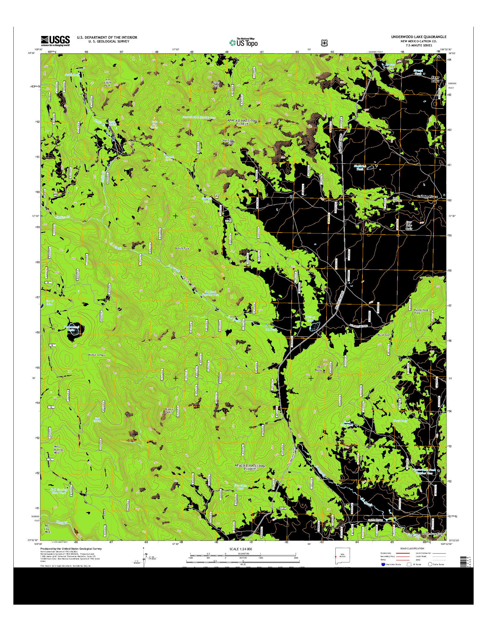 USGS US TOPO 7.5-MINUTE MAP FOR UNDERWOOD LAKE, NM 2013