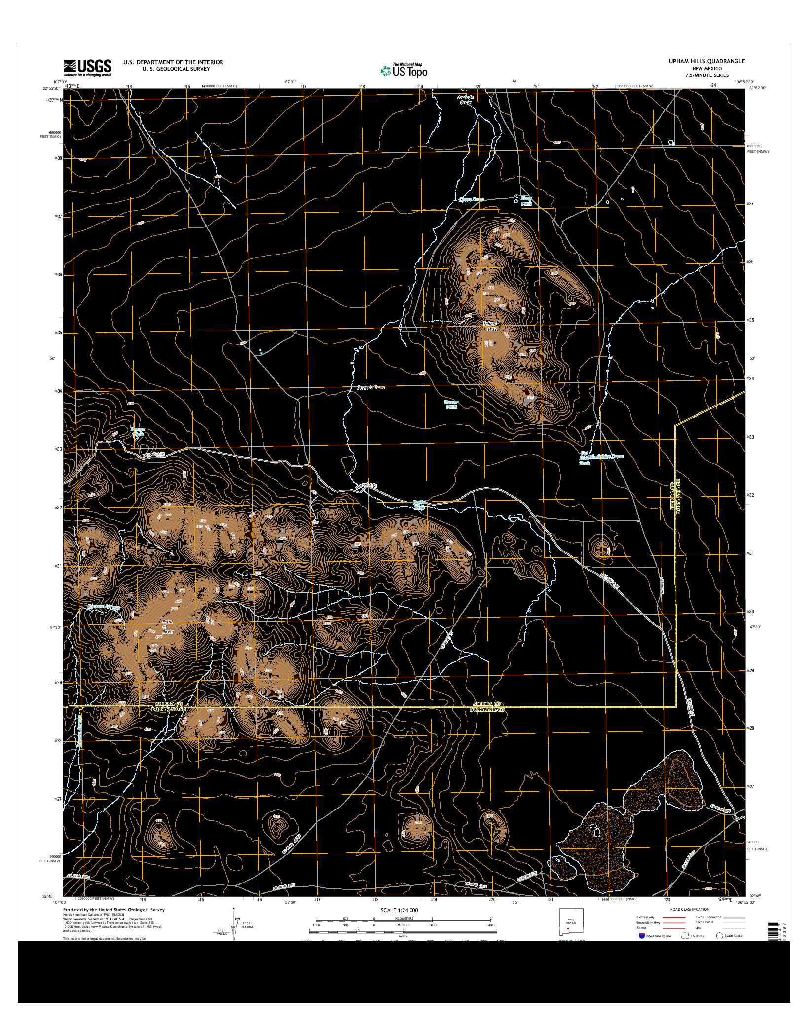 USGS US TOPO 7.5-MINUTE MAP FOR UPHAM HILLS, NM 2013