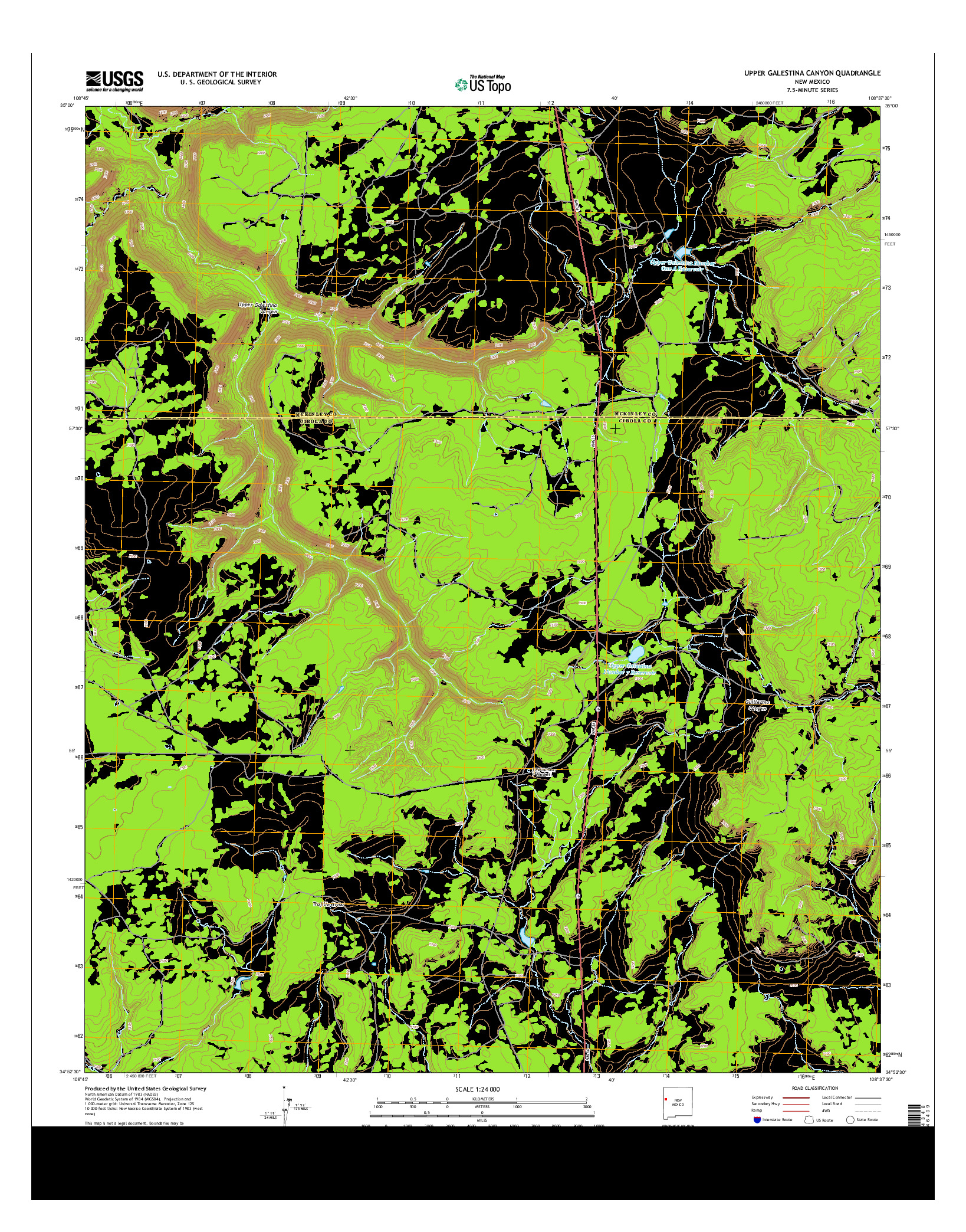 USGS US TOPO 7.5-MINUTE MAP FOR UPPER GALESTINA CANYON, NM 2013