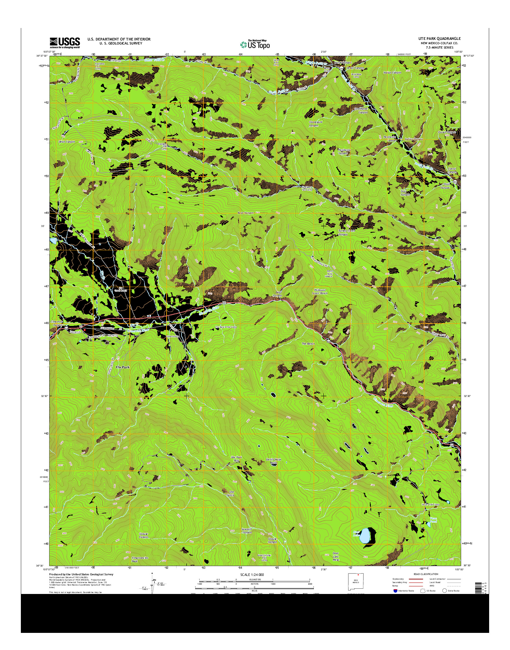 USGS US TOPO 7.5-MINUTE MAP FOR UTE PARK, NM 2013