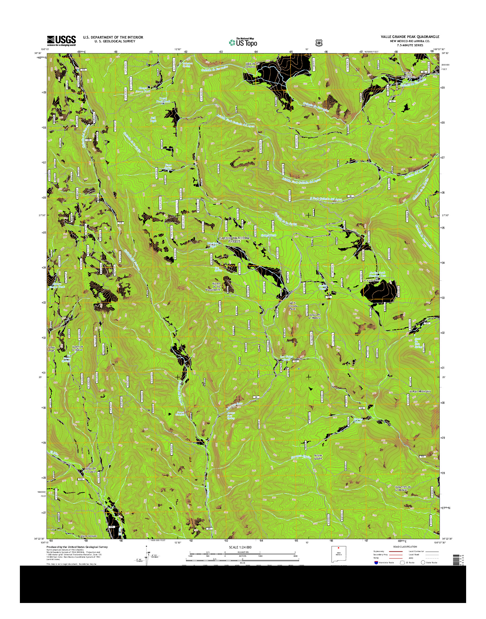 USGS US TOPO 7.5-MINUTE MAP FOR VALLE GRANDE PEAK, NM 2013