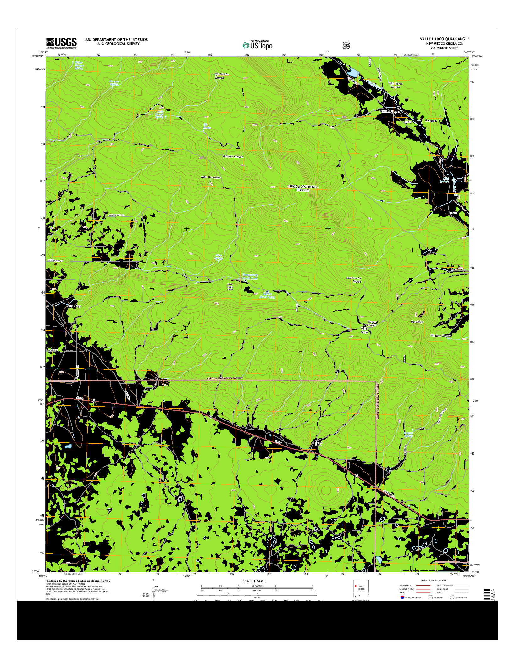 USGS US TOPO 7.5-MINUTE MAP FOR VALLE LARGO, NM 2013