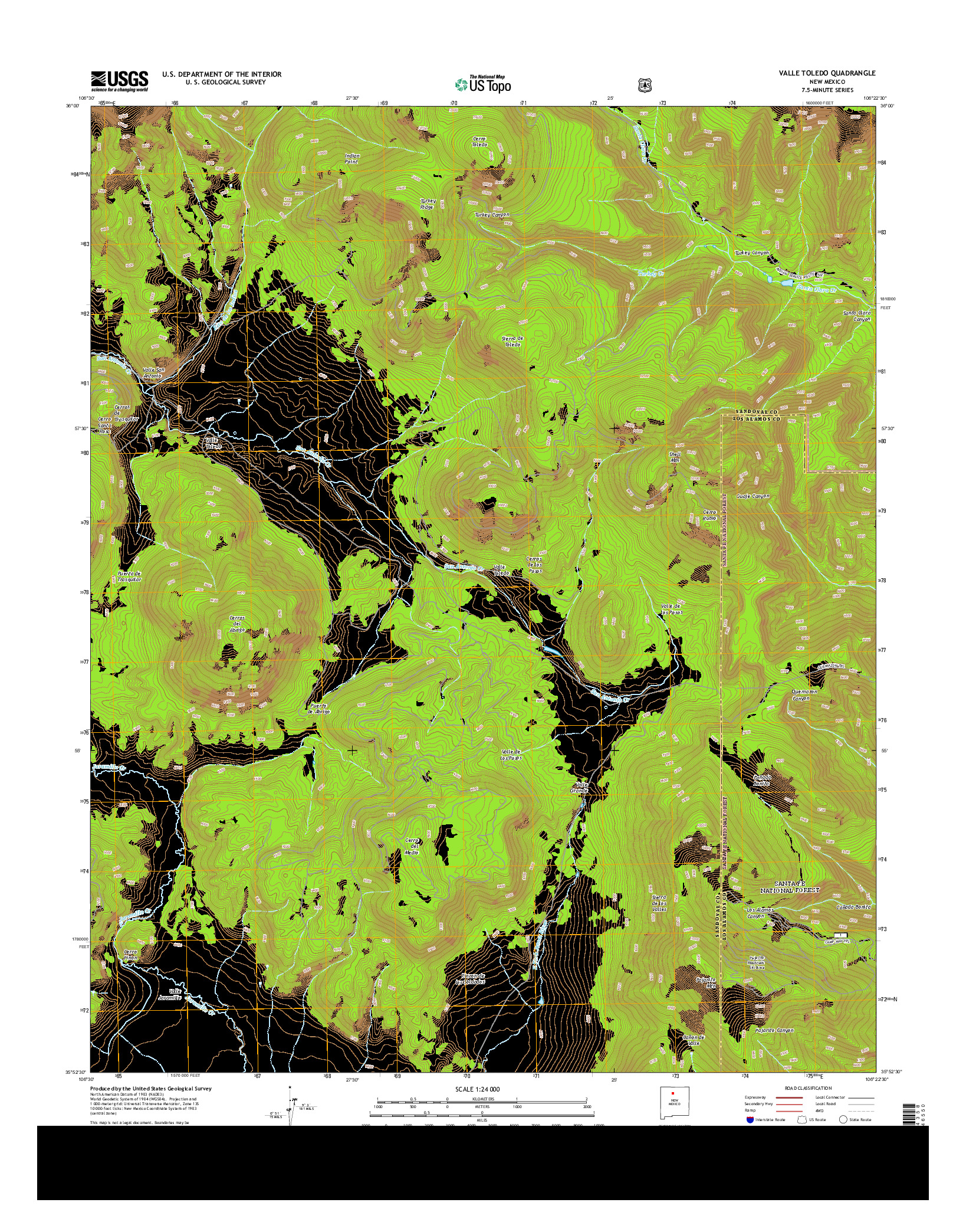 USGS US TOPO 7.5-MINUTE MAP FOR VALLE TOLEDO, NM 2013