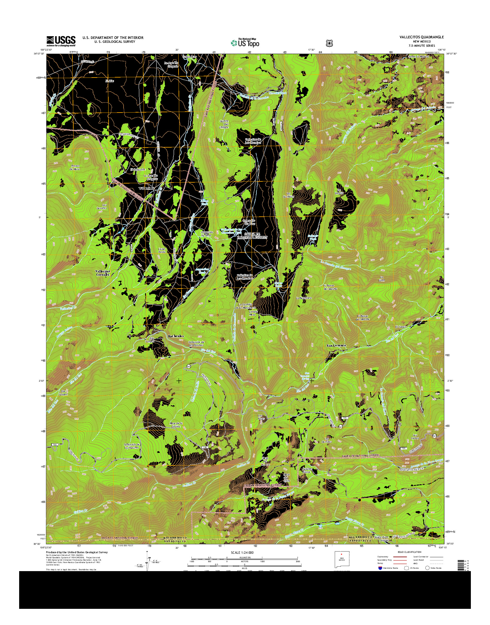 USGS US TOPO 7.5-MINUTE MAP FOR VALLECITOS, NM 2013