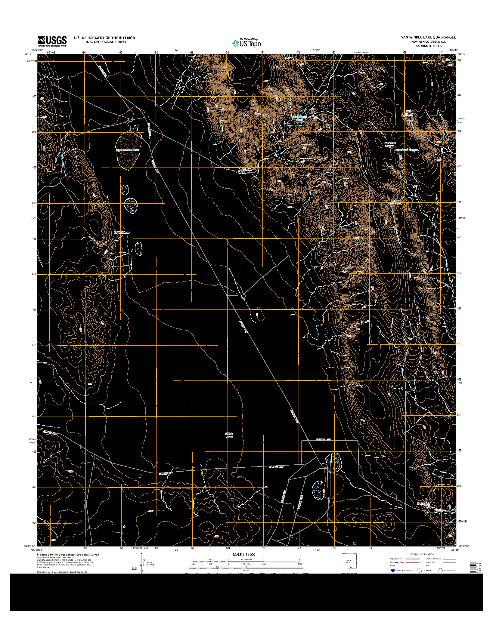 USGS US TOPO 7.5-MINUTE MAP FOR VAN WINKLE LAKE, NM 2013