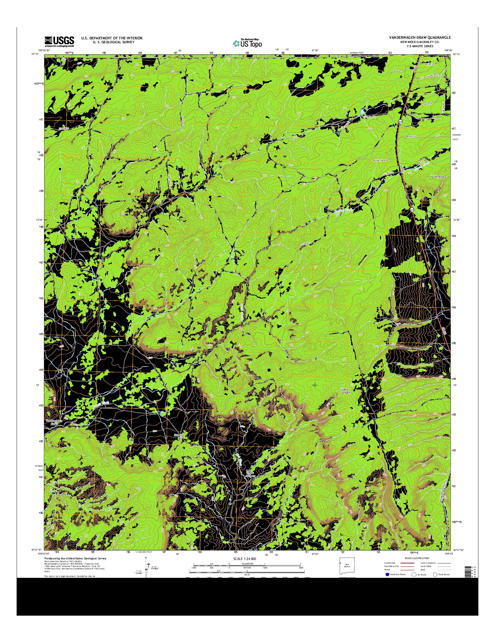 USGS US TOPO 7.5-MINUTE MAP FOR VANDERWAGEN DRAW, NM 2013