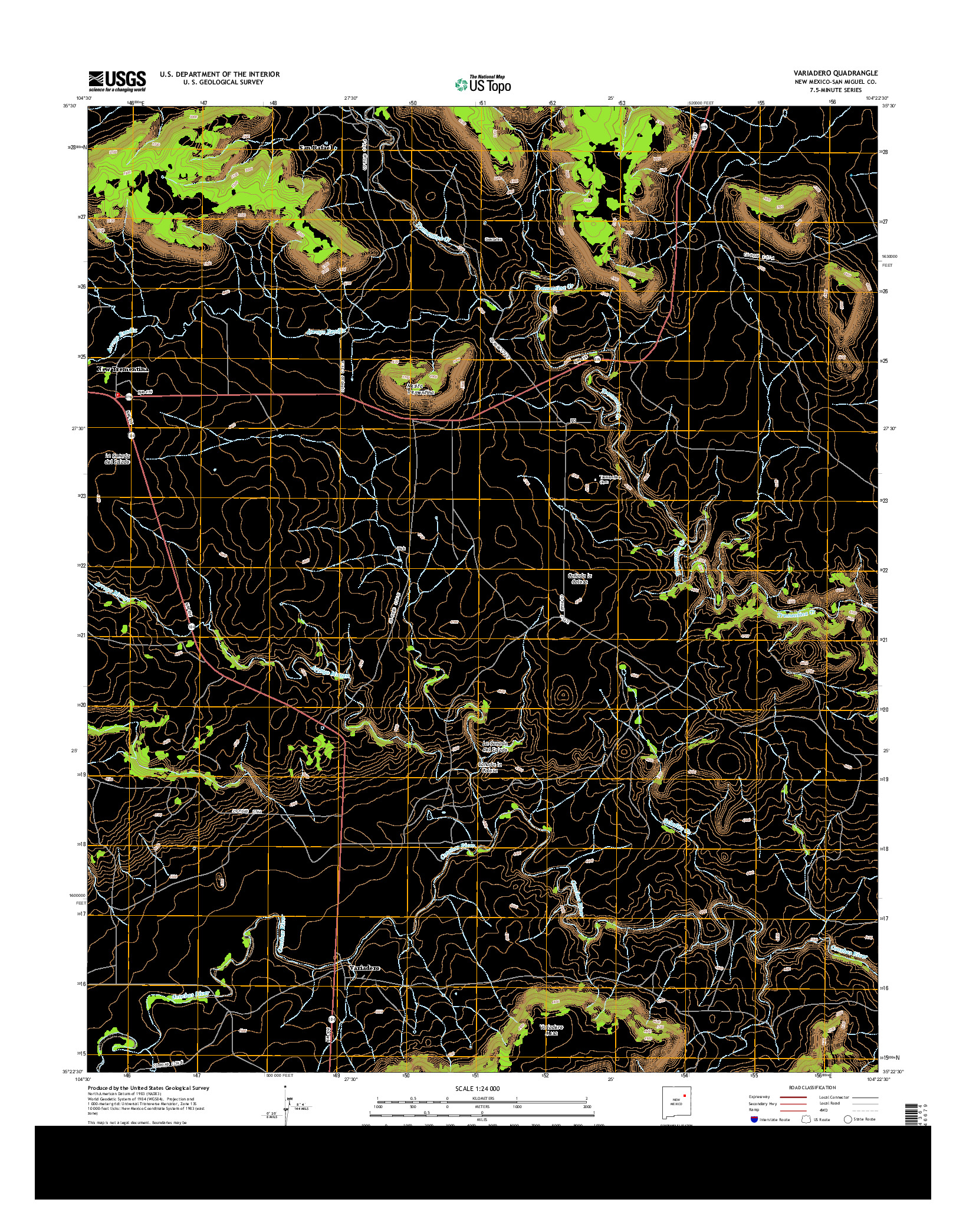 USGS US TOPO 7.5-MINUTE MAP FOR VARIADERO, NM 2013