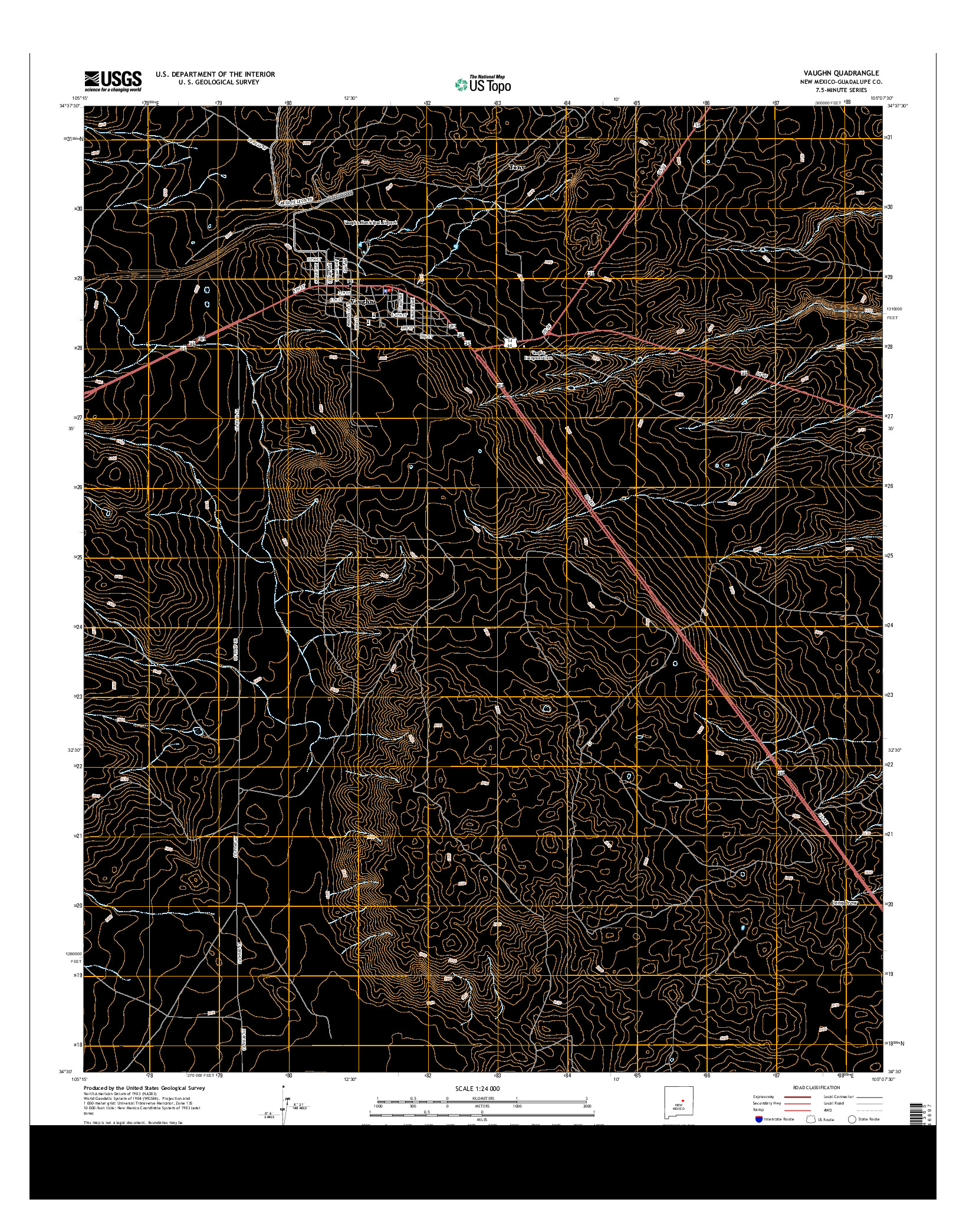 USGS US TOPO 7.5-MINUTE MAP FOR VAUGHN, NM 2013