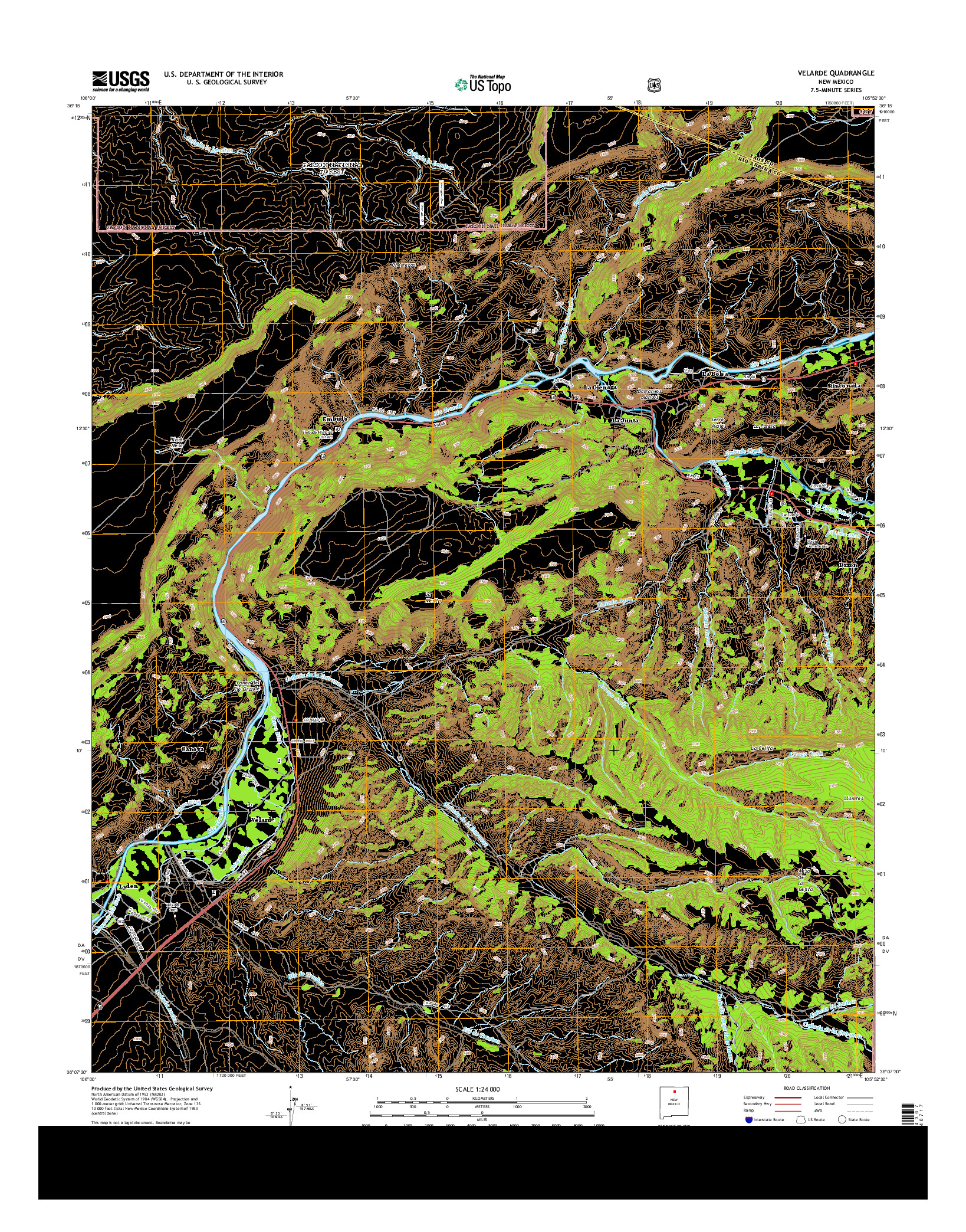 USGS US TOPO 7.5-MINUTE MAP FOR VELARDE, NM 2013