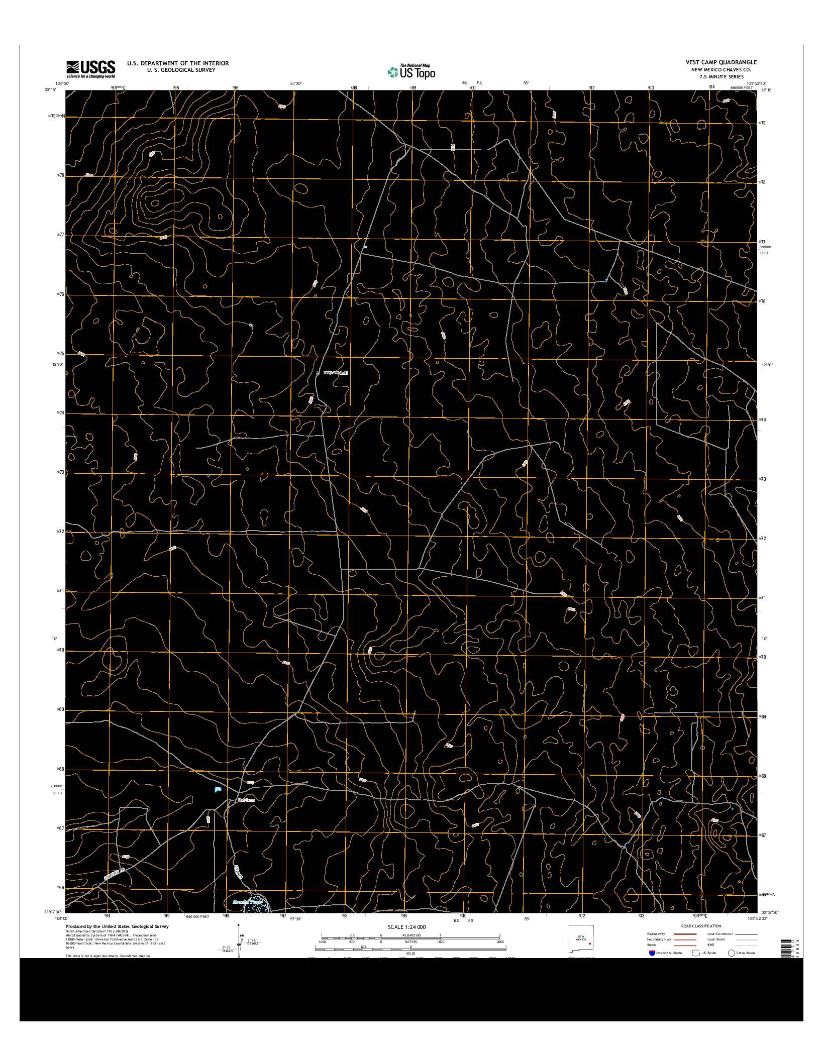 USGS US TOPO 7.5-MINUTE MAP FOR VEST CAMP, NM 2013