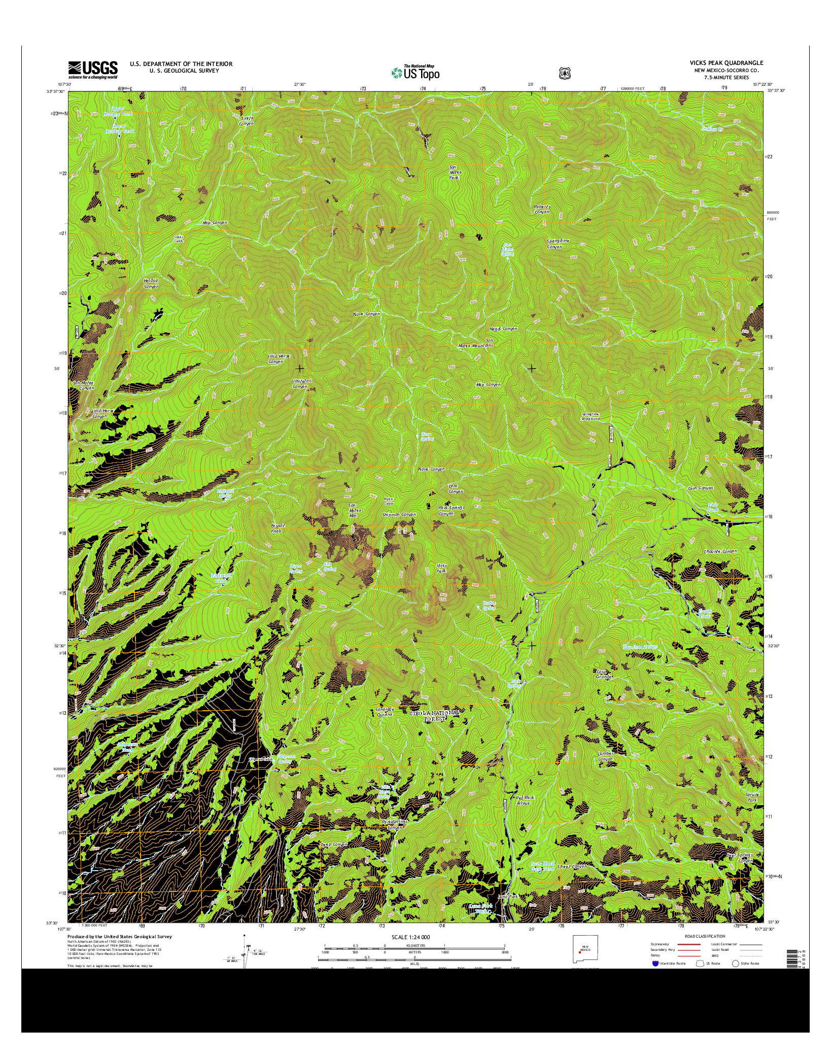 USGS US TOPO 7.5-MINUTE MAP FOR VICKS PEAK, NM 2013