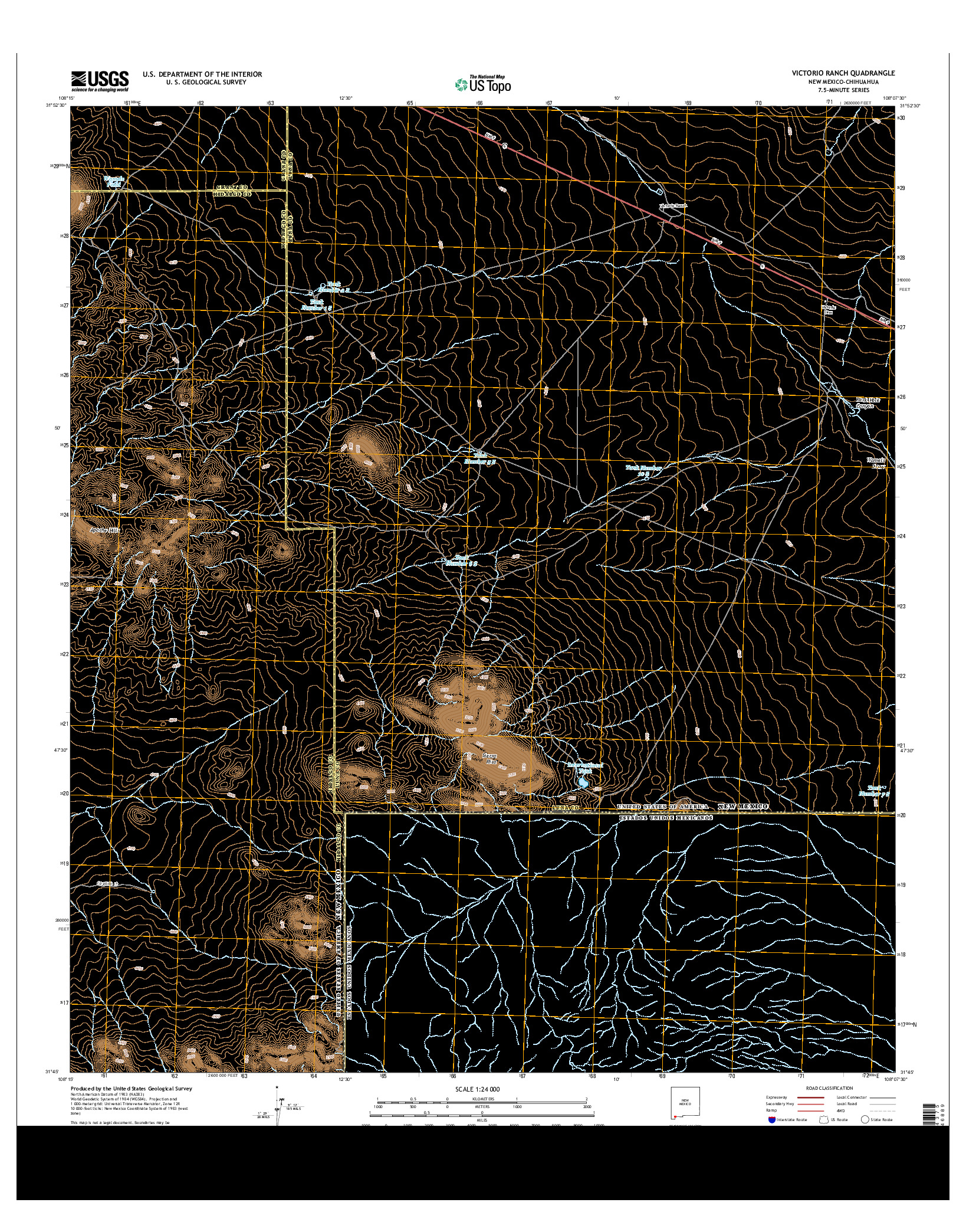 USGS US TOPO 7.5-MINUTE MAP FOR VICTORIO RANCH, NM-CHH 2013