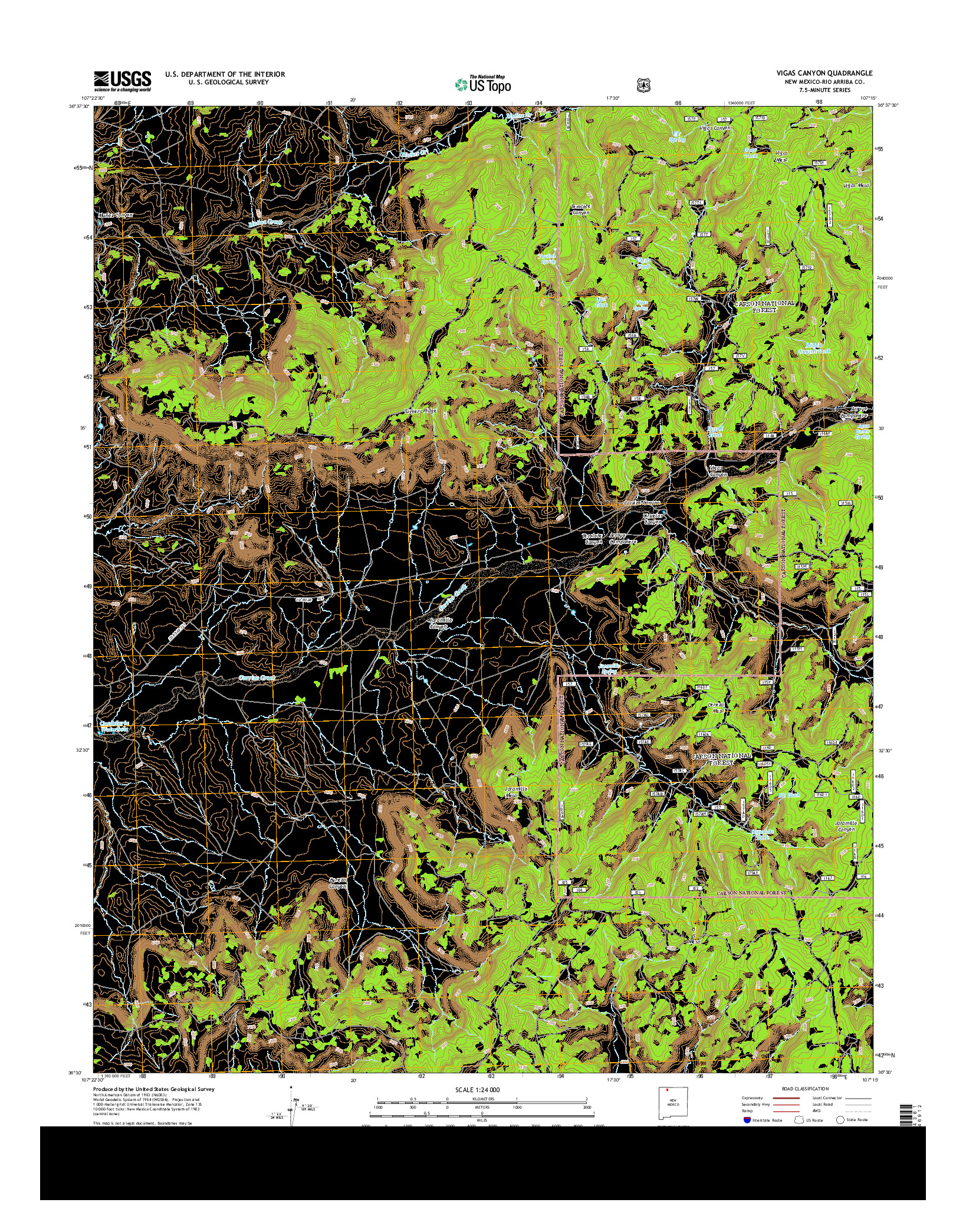 USGS US TOPO 7.5-MINUTE MAP FOR VIGAS CANYON, NM 2013