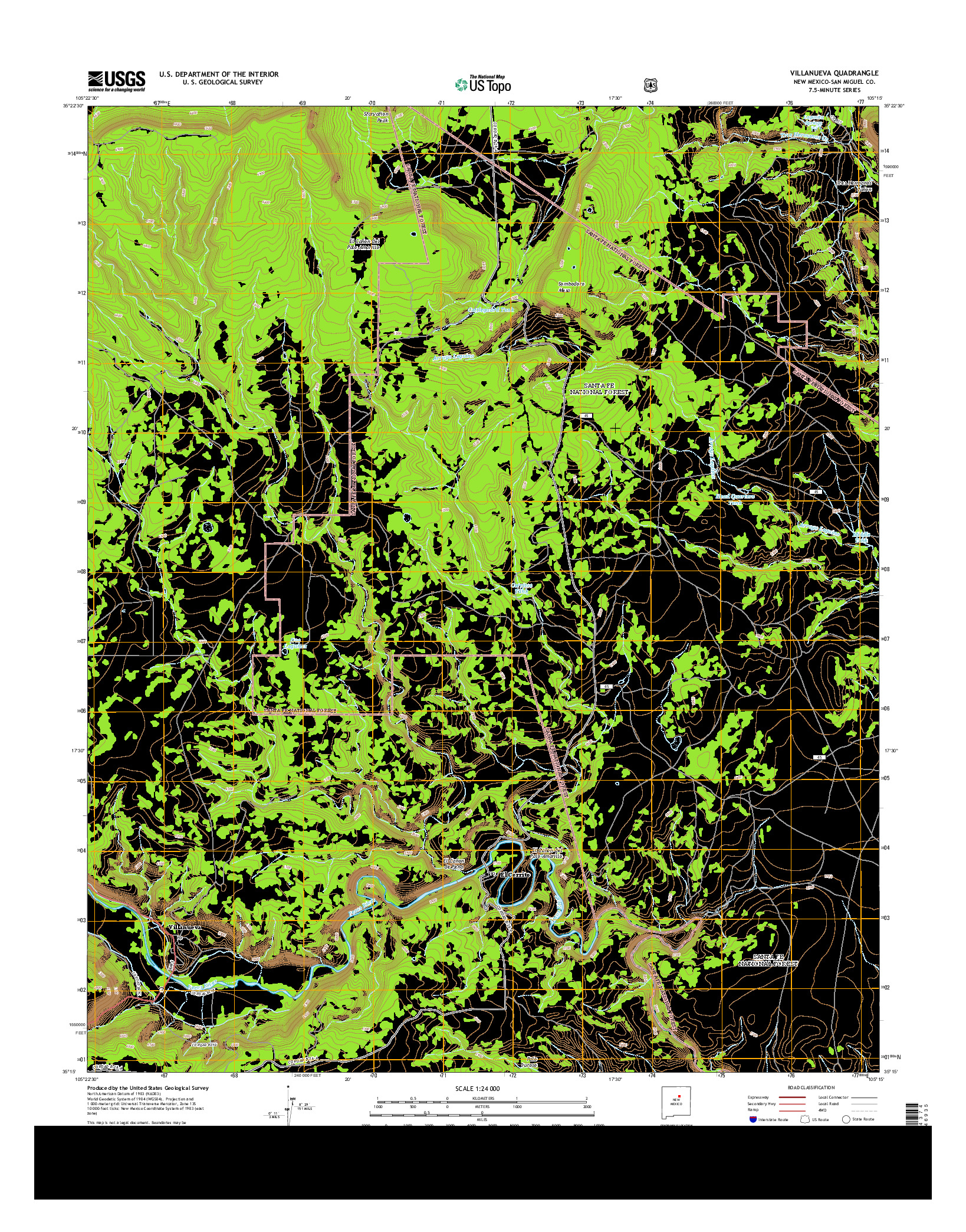 USGS US TOPO 7.5-MINUTE MAP FOR VILLANUEVA, NM 2013