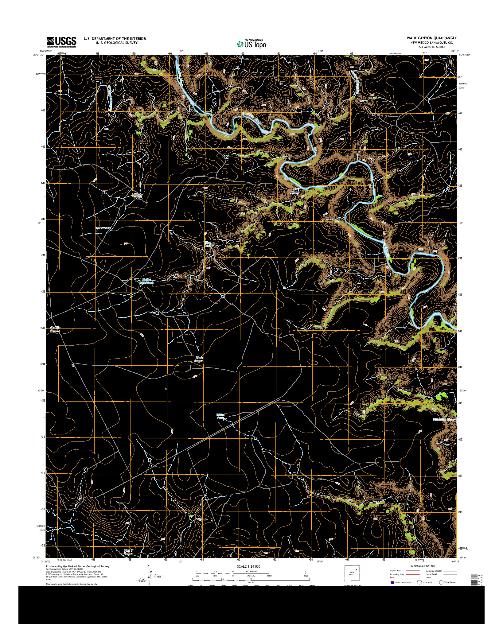 USGS US TOPO 7.5-MINUTE MAP FOR WADE CANYON, NM 2013