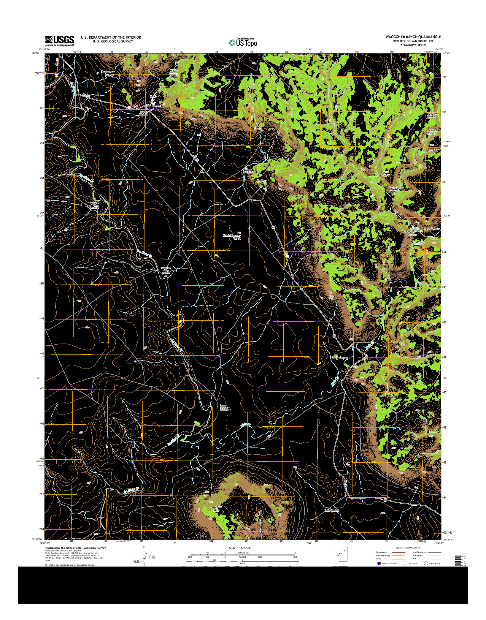 USGS US TOPO 7.5-MINUTE MAP FOR WAGGONER RANCH, NM 2013