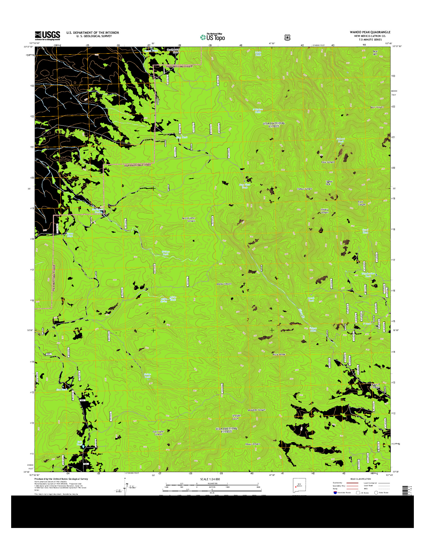 USGS US TOPO 7.5-MINUTE MAP FOR WAHOO PEAK, NM 2013